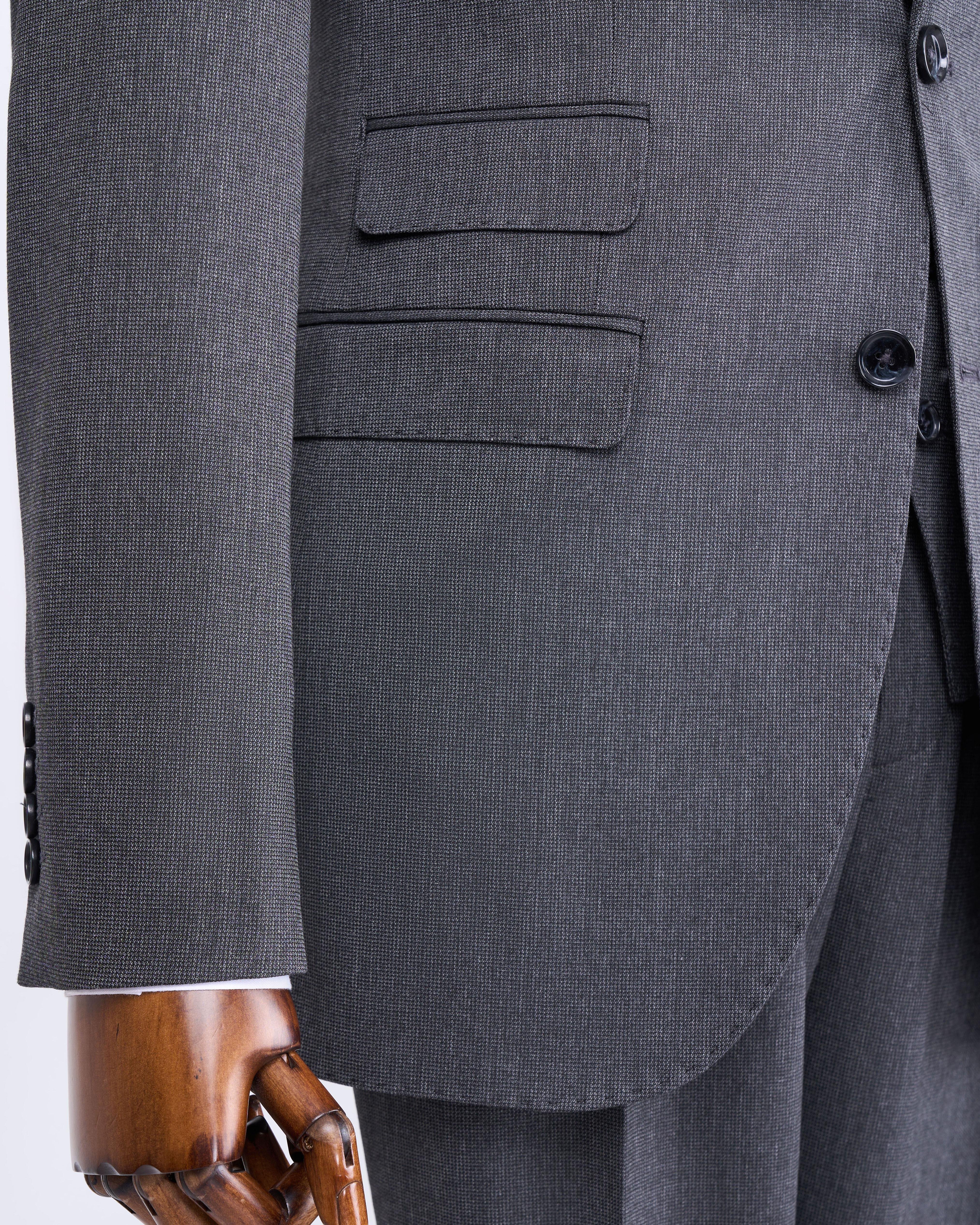 Italian style slim fit jacket vest trouser suit anthracite T11396