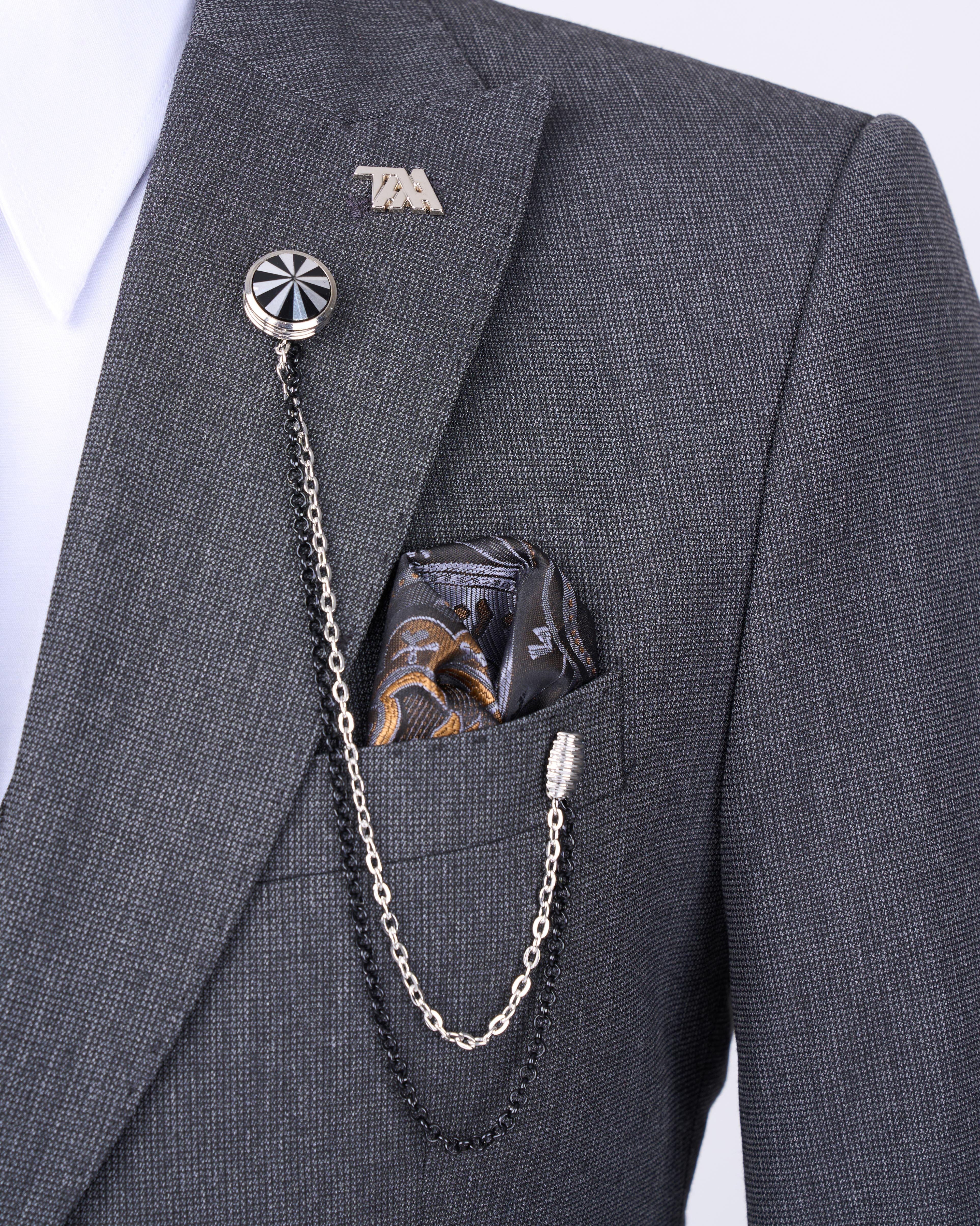 Italian style slim fit jacket vest trouser suit anthracite T11396