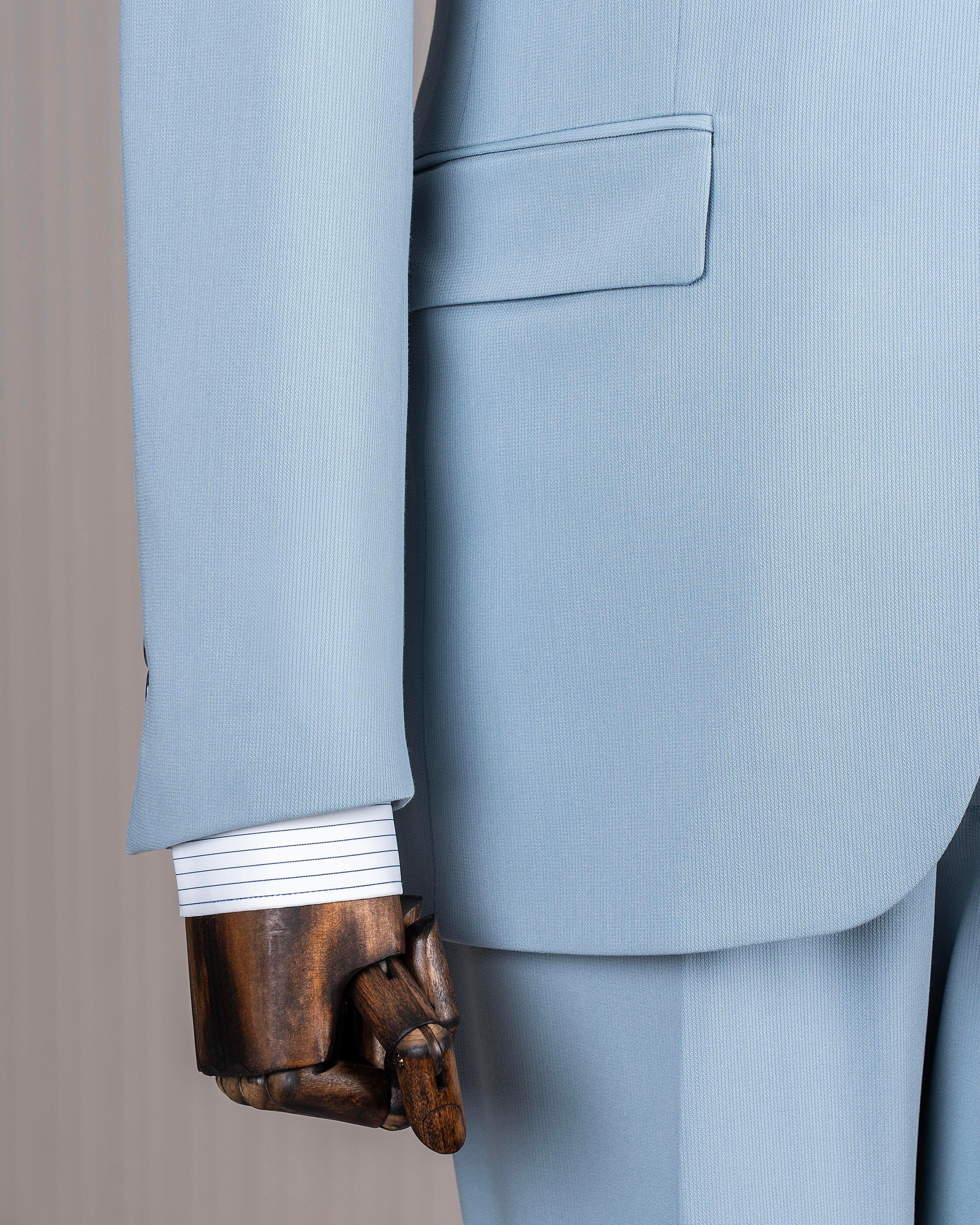 İtalyan stil slim fit ceket yelek pantolon takım elbise mavi T14185
