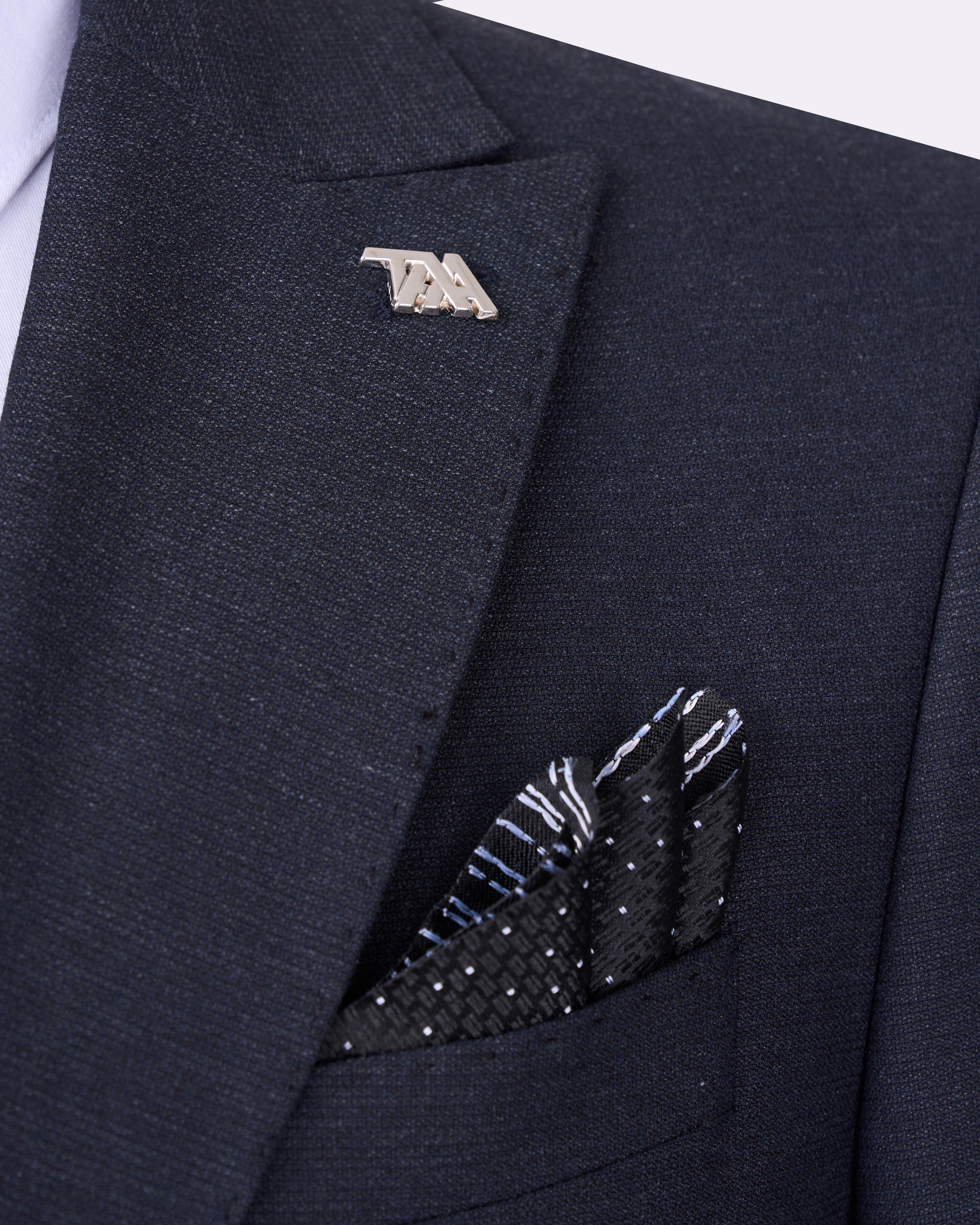 Italian style slim fit jacket vest pants suit navy blue T11394