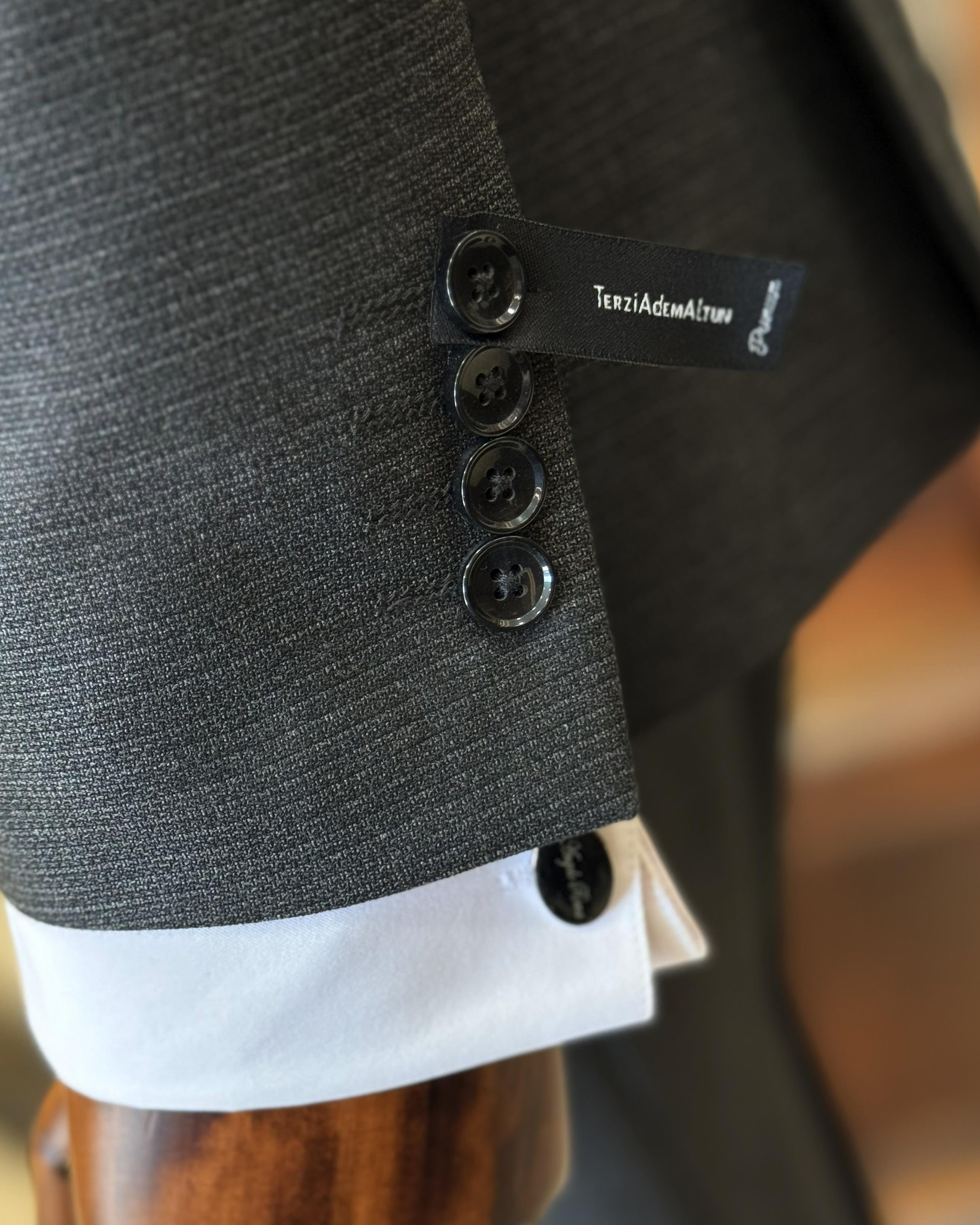 İtalyan stil slim fit ceket yelek pantolon takım elbise antrasit T10338