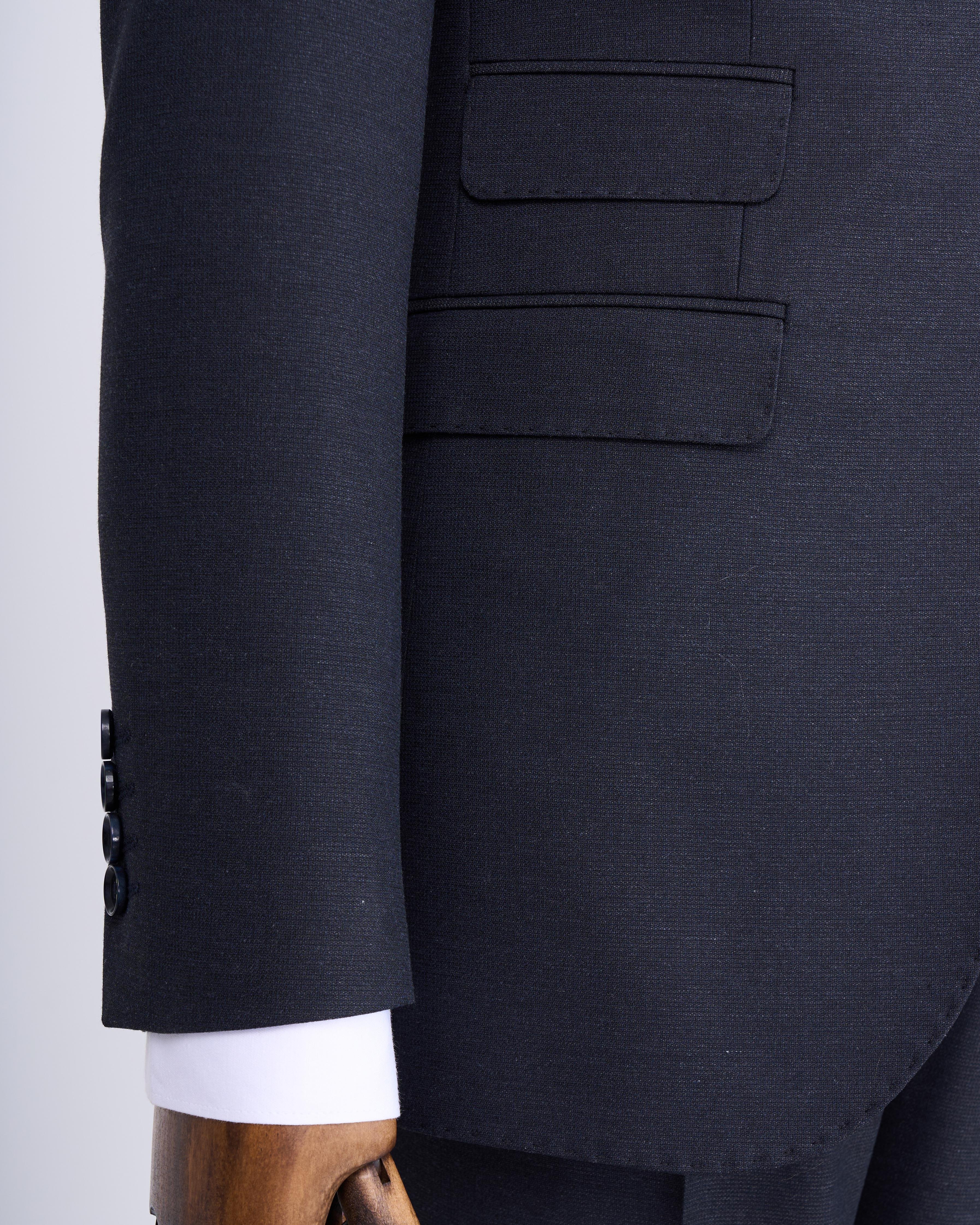 Italian style slim fit jacket vest pants suit navy blue T11394