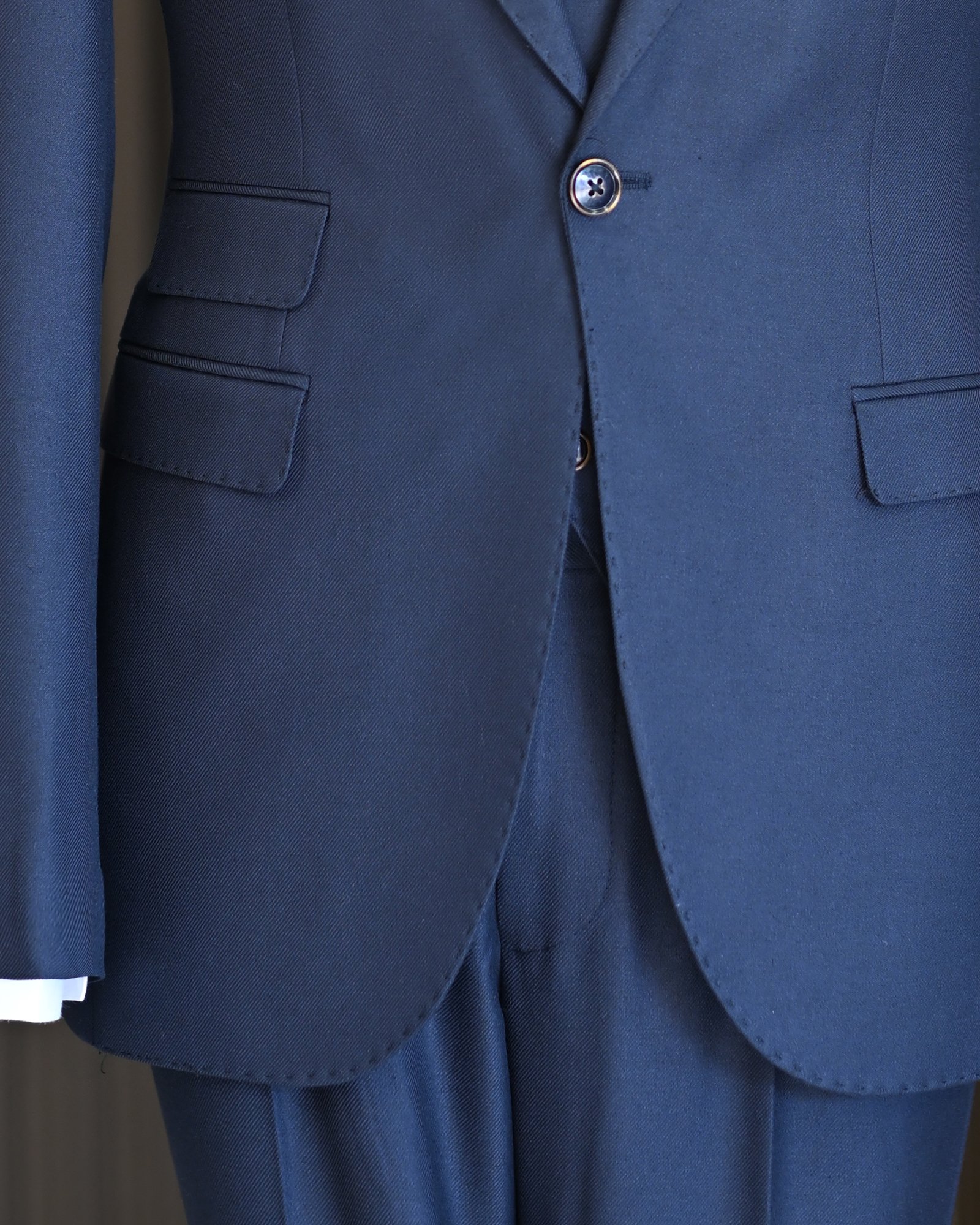  Italian style slim fit jacket vest trouser suit navy blue T11477