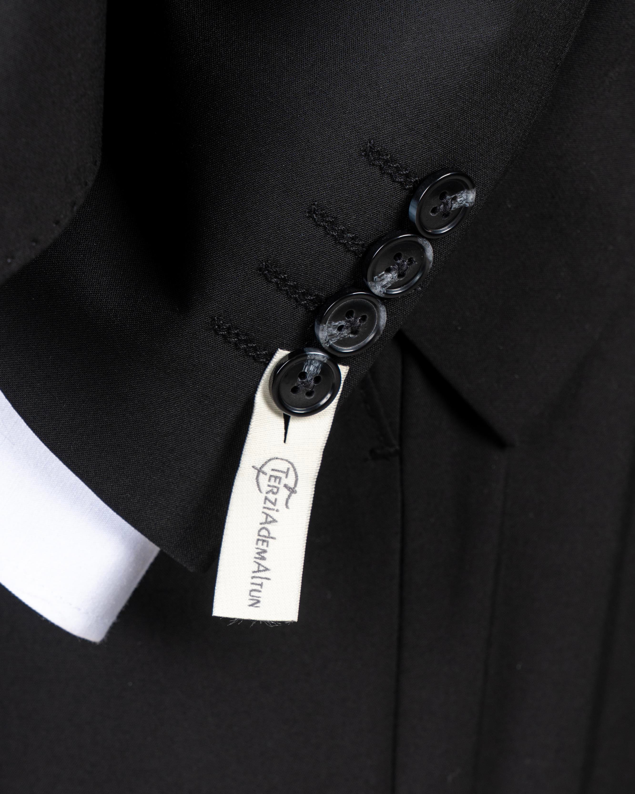 İtalyan stil slim fit ceket yelek pantolon takım elbise siyah T14311