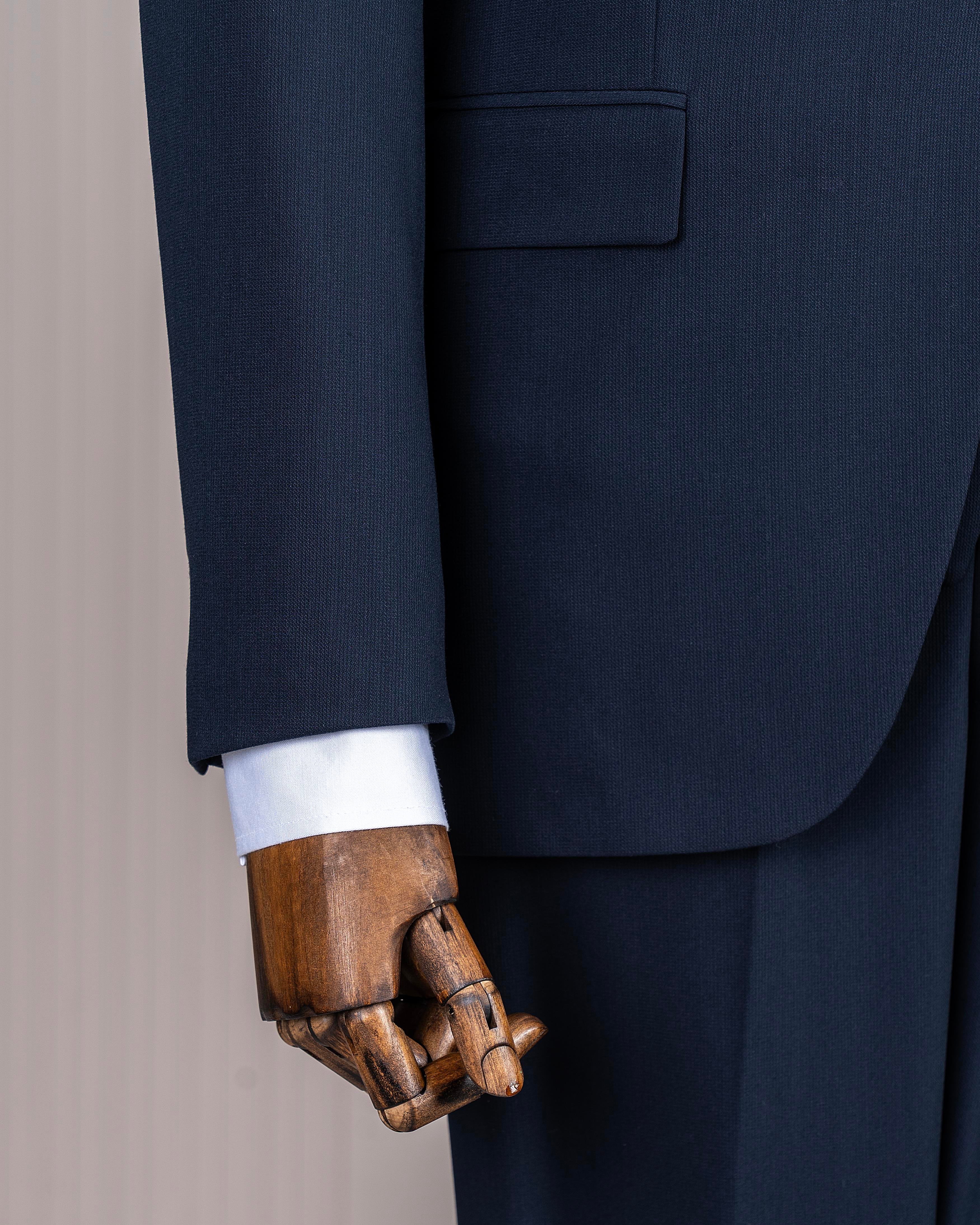 İtalyan stil slim fit ceket yelek pantolon takım elbise lacivert T14186