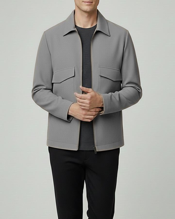 Italyan stil slim fit cep detaylı mevsimlik ince mont vizon T11809