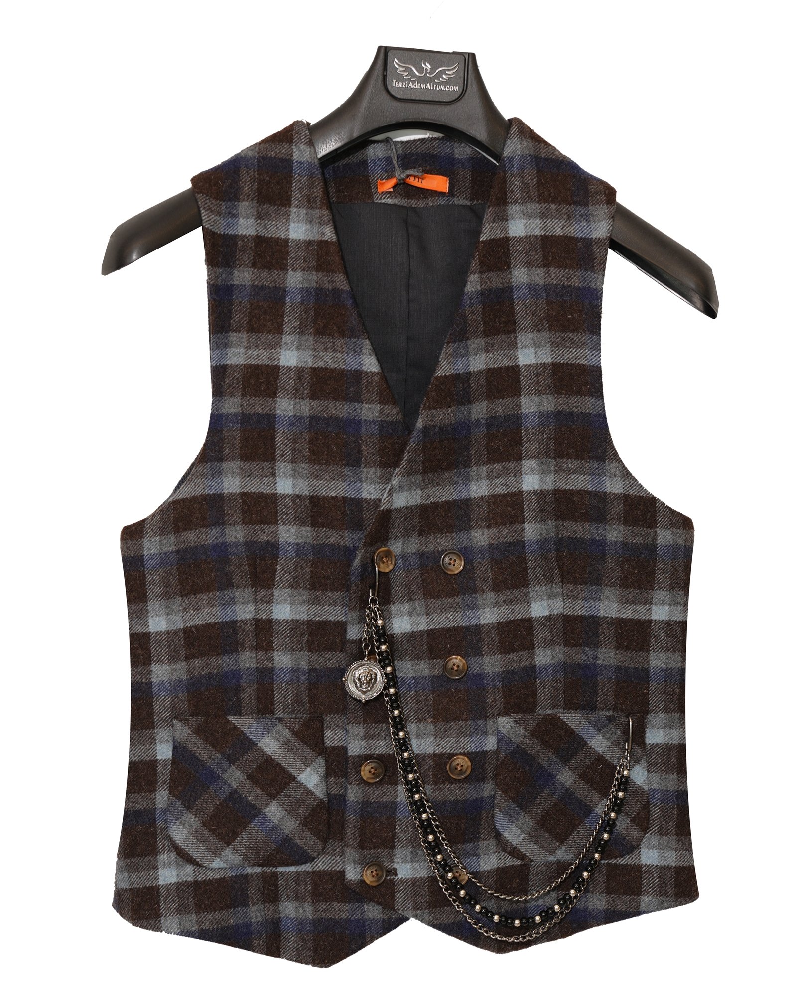 İtalyan stil slim fit kürklü cepken yelek Çok Renkli T4158