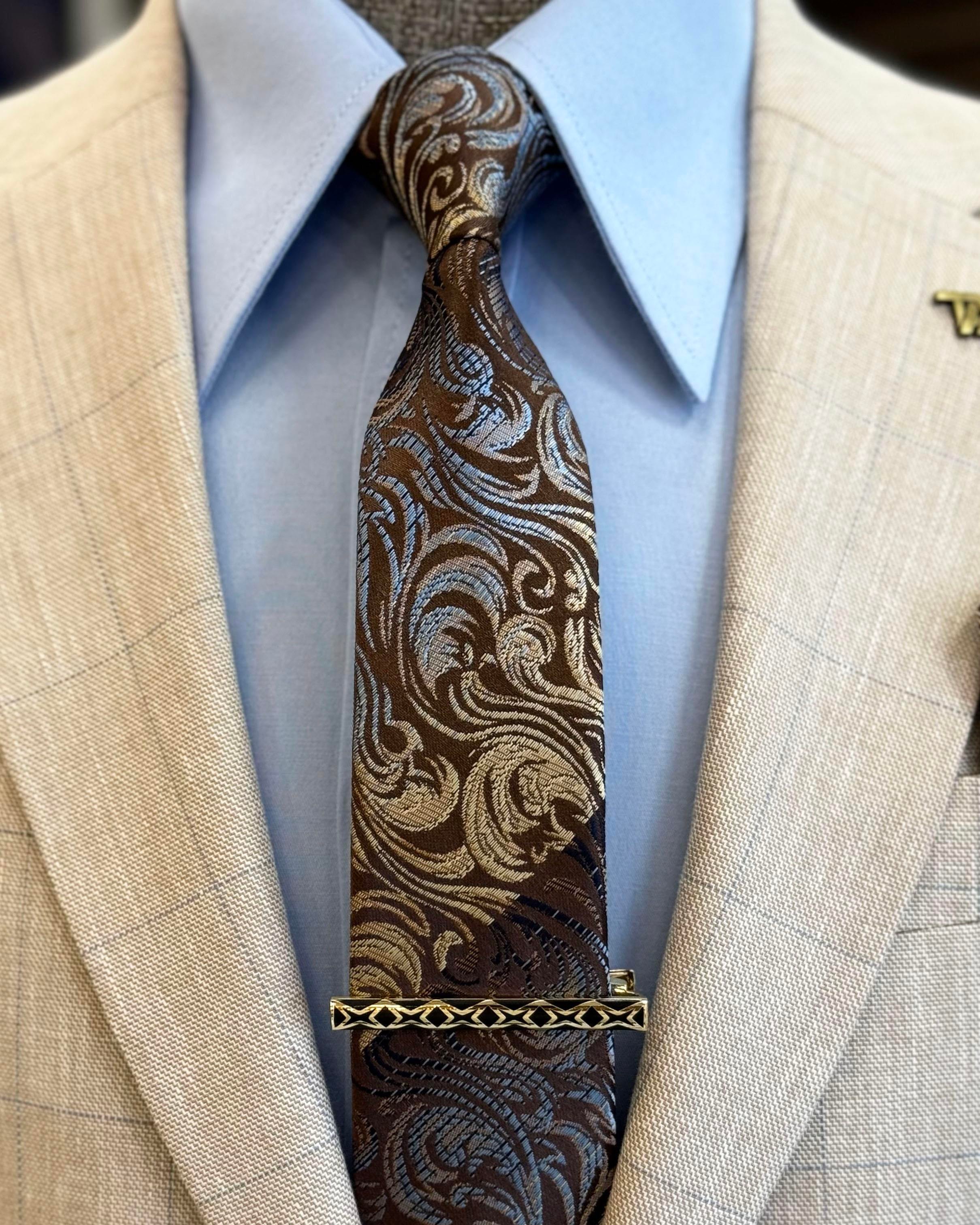 İtalyan stil slim fit ekose erkek ceket camel T12547