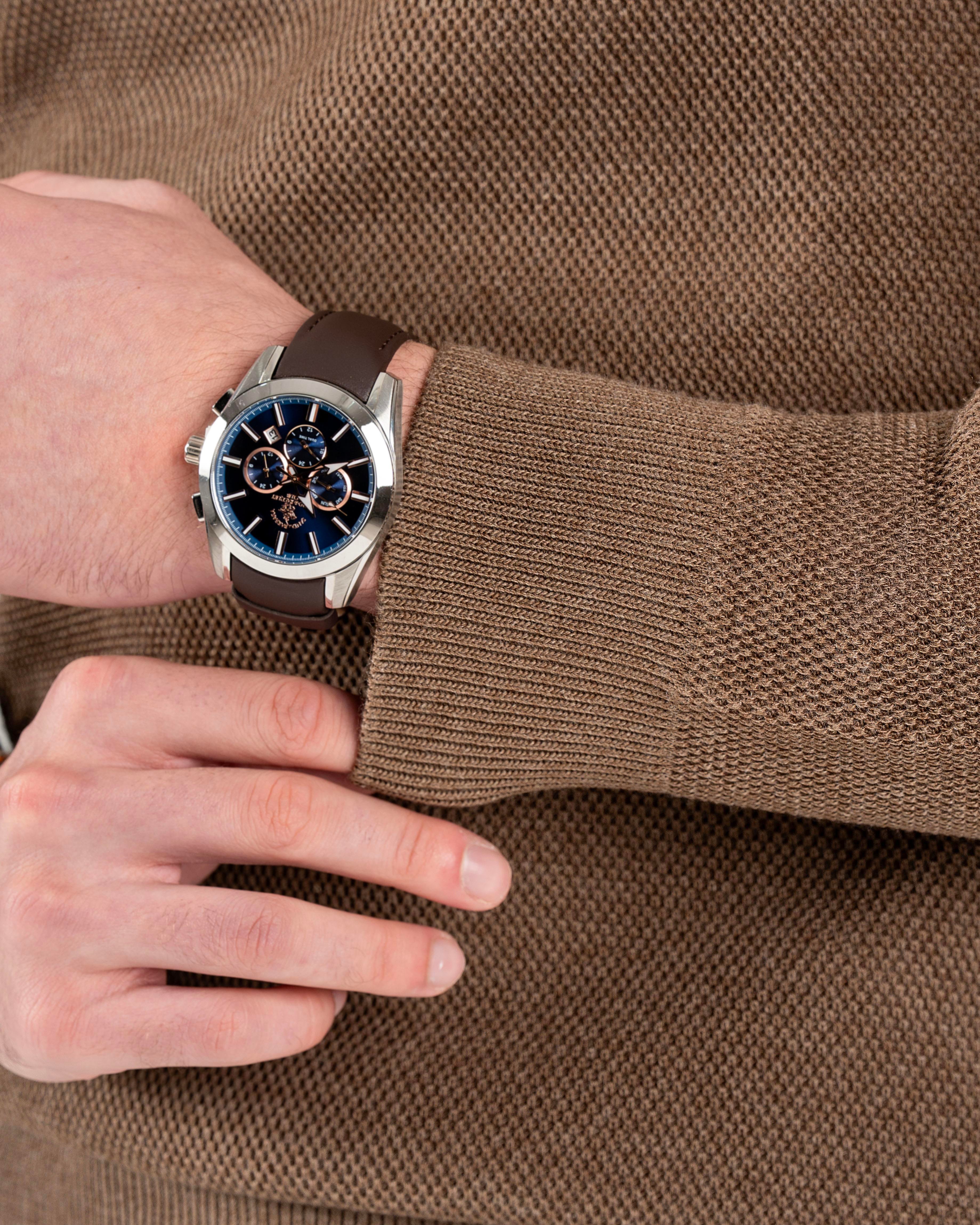 İtalyan stil slim fit erkek bisiklet yaka triko kazak kahverengi T13136