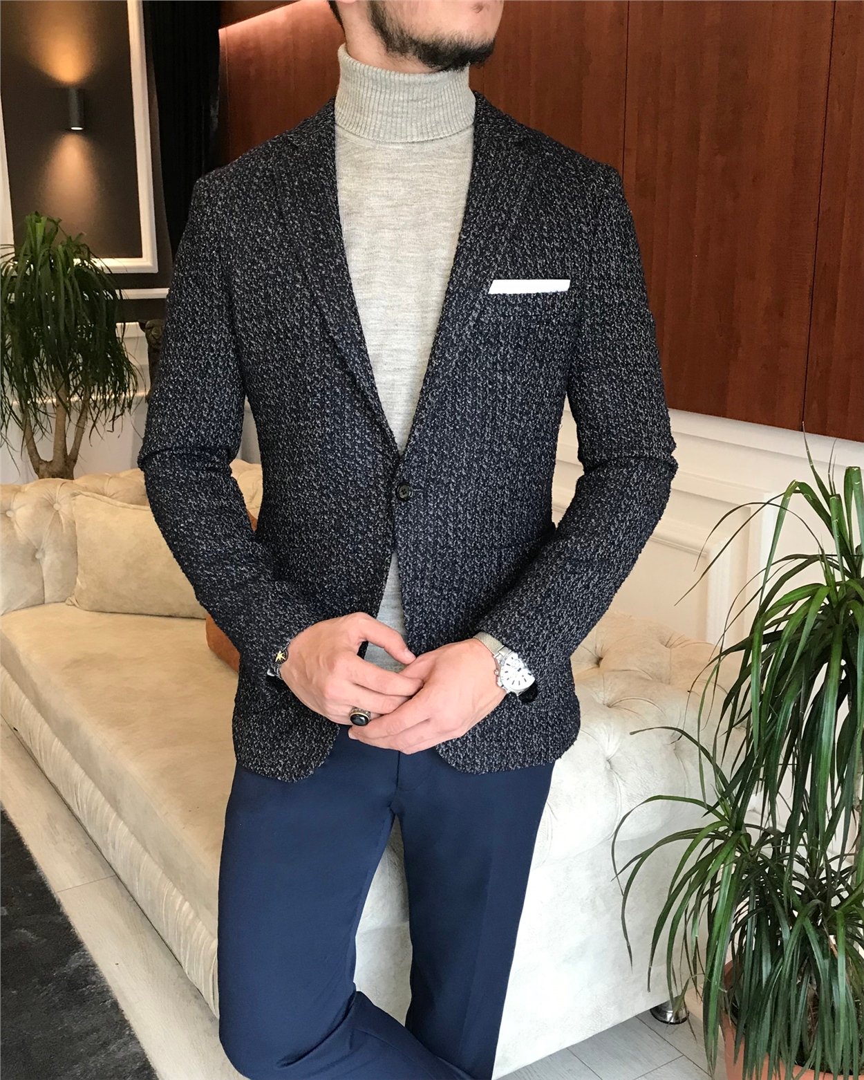 İtalyan stil slim fit erkek blazer tek ceket çok renkli T6295