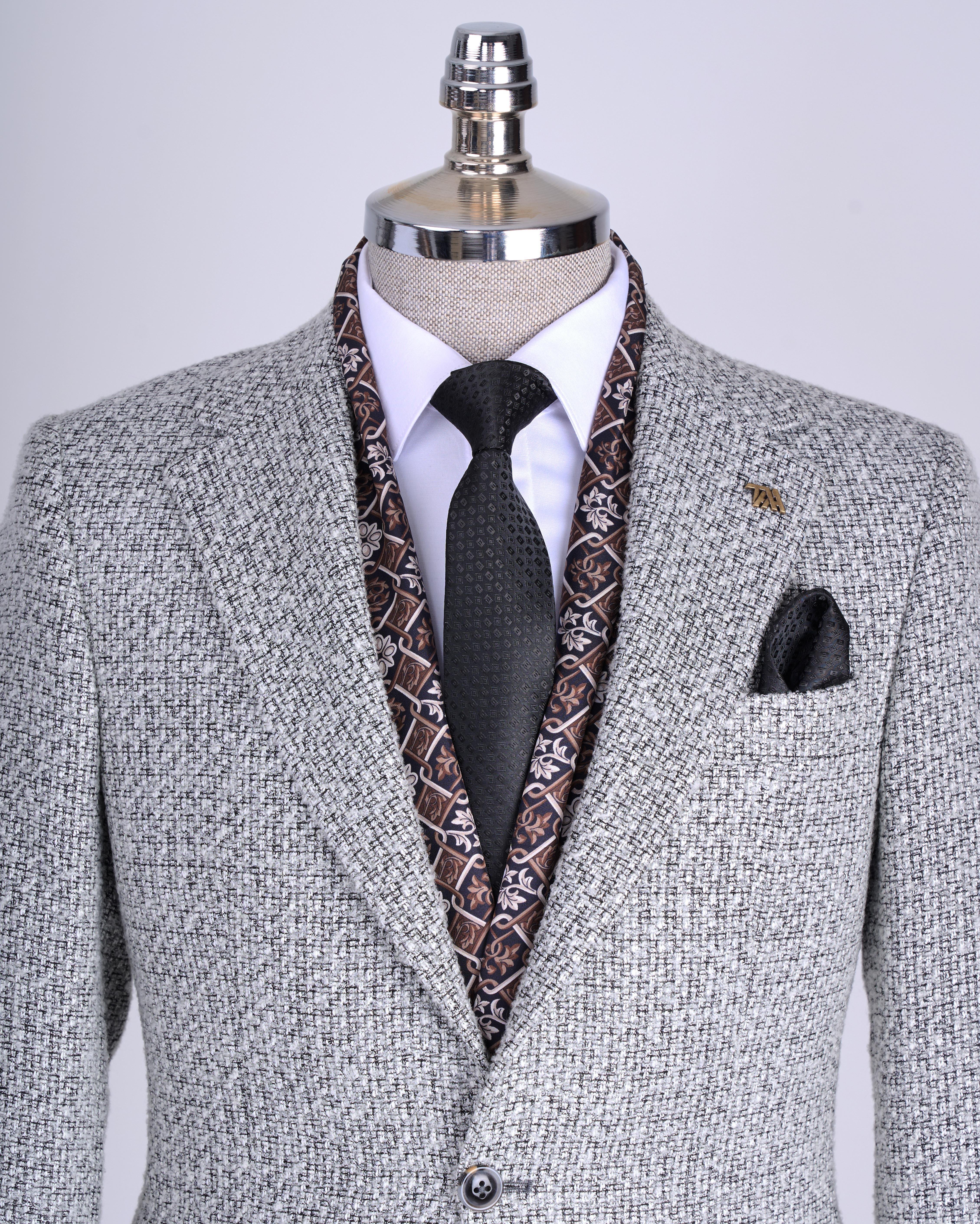 İtalyan stil slim fit erkek ceket gri T13435