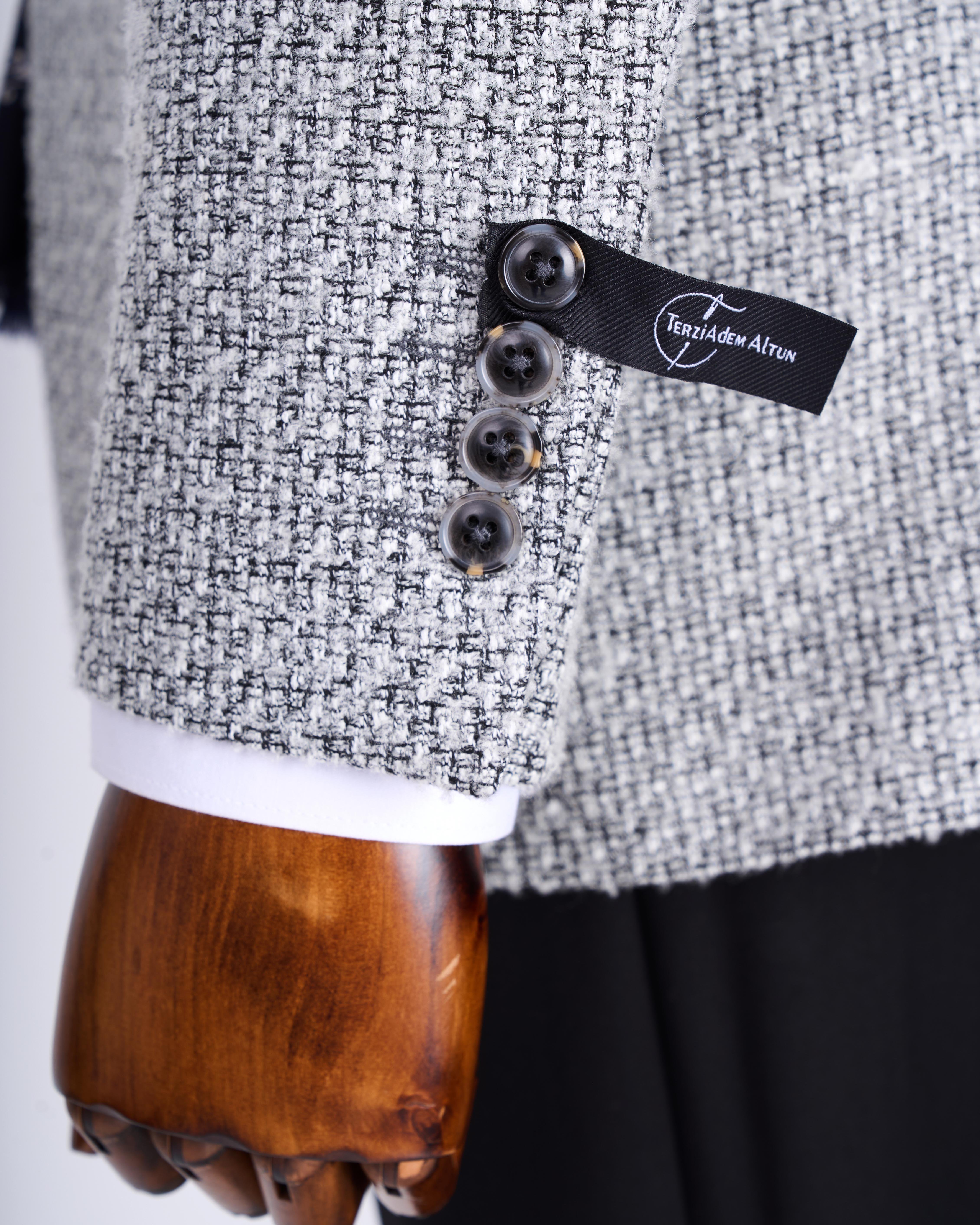 İtalyan stil slim fit erkek ceket gri T13435