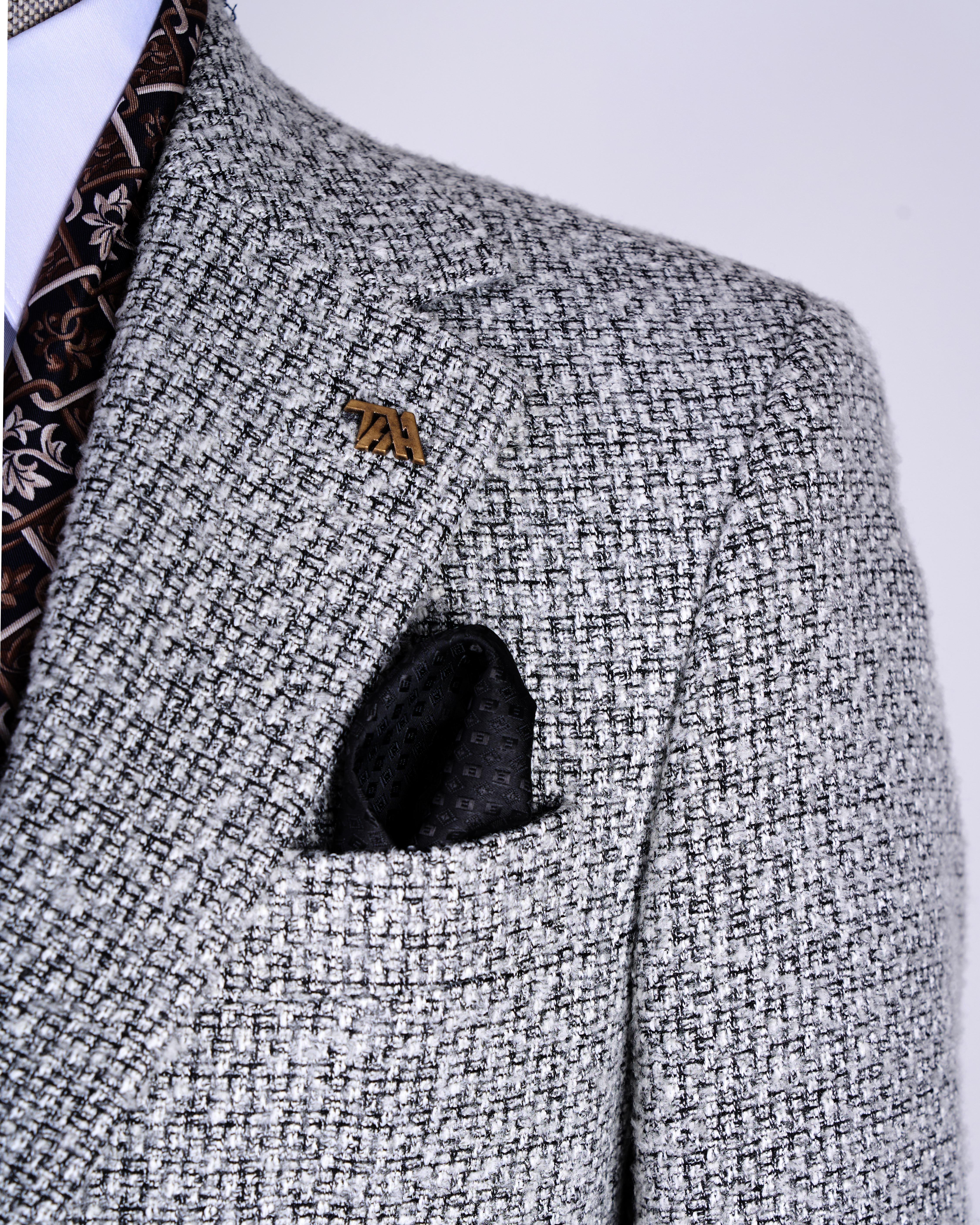 İtalyan stil slim fit erkek ceket gri T13435