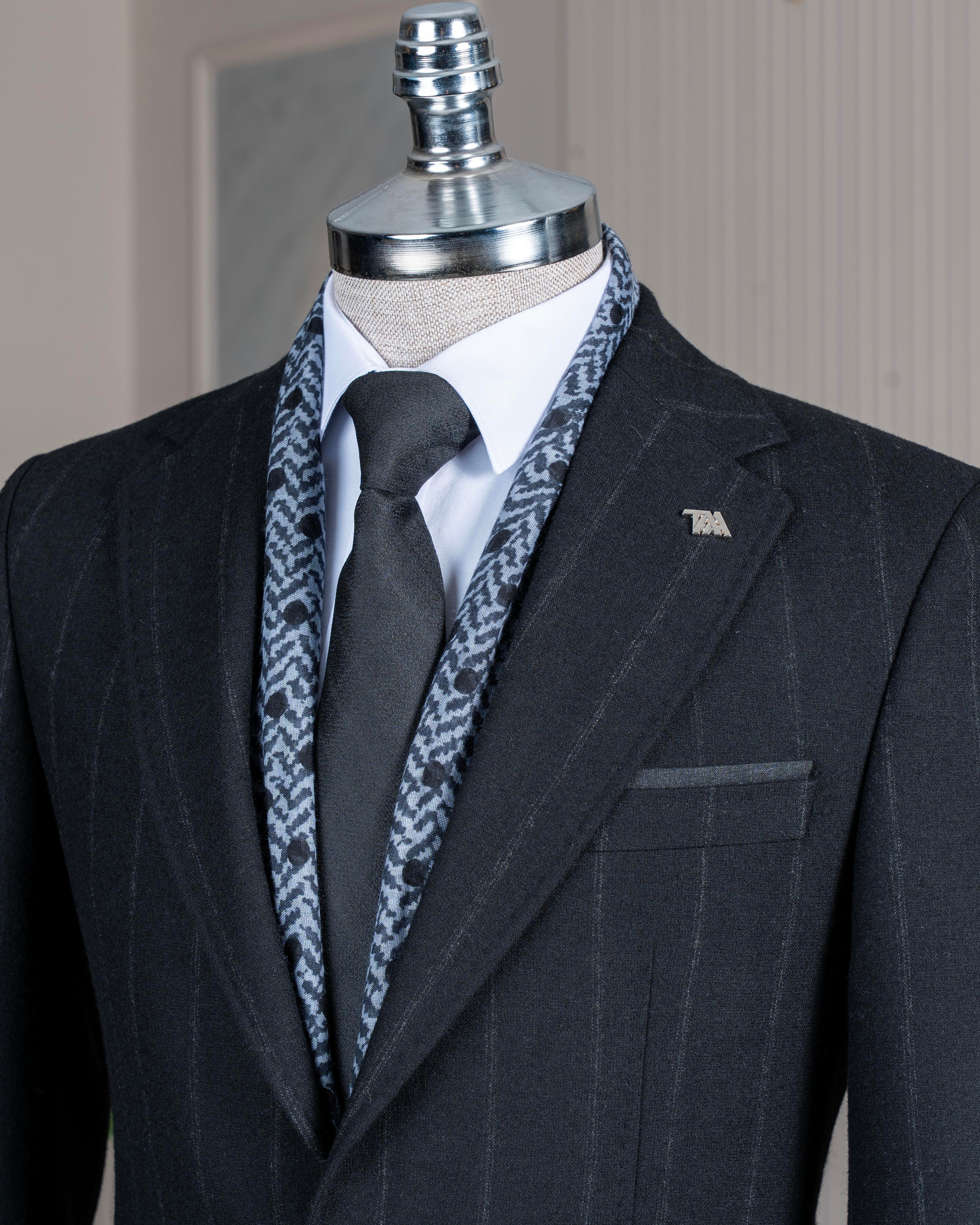 İtalyan stil slim fit erkek ceket pantolon takım elbise siyah T14653