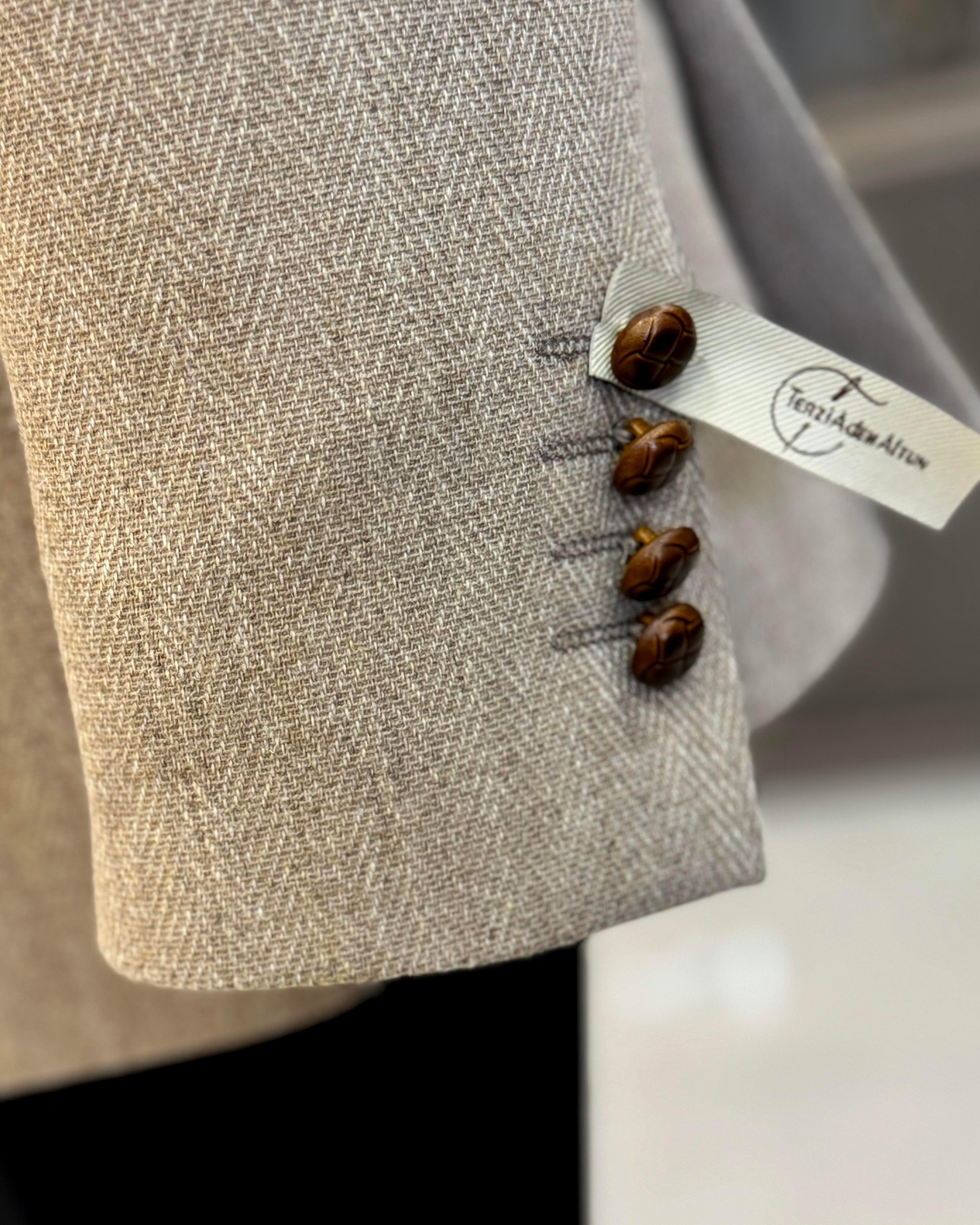 İtalyan stil slim fit erkek ceket vizon T13053