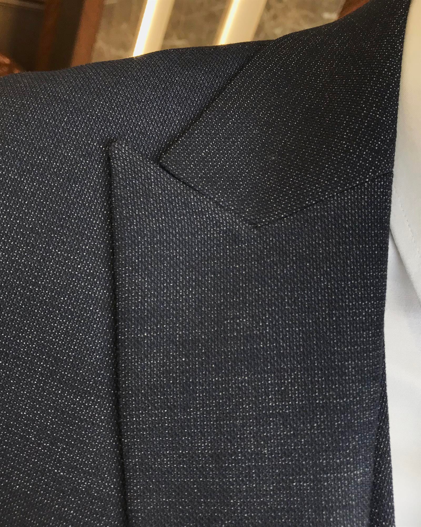 İtalyan stil slim fit erkek ceket yelek pantolon takım elbise lacivert T9525