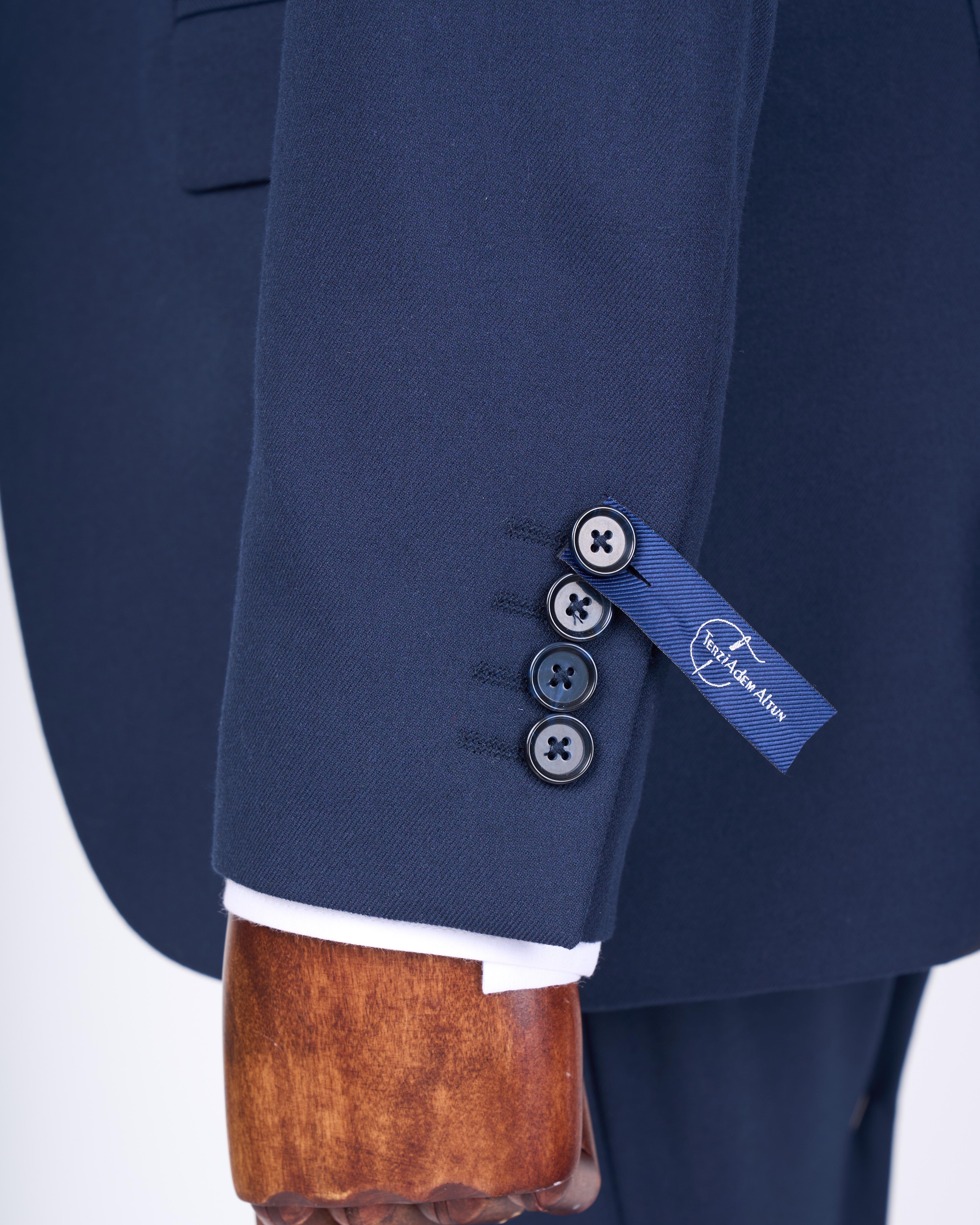 Italian style slim fit men's jacket vest pants suit navy blue T13466