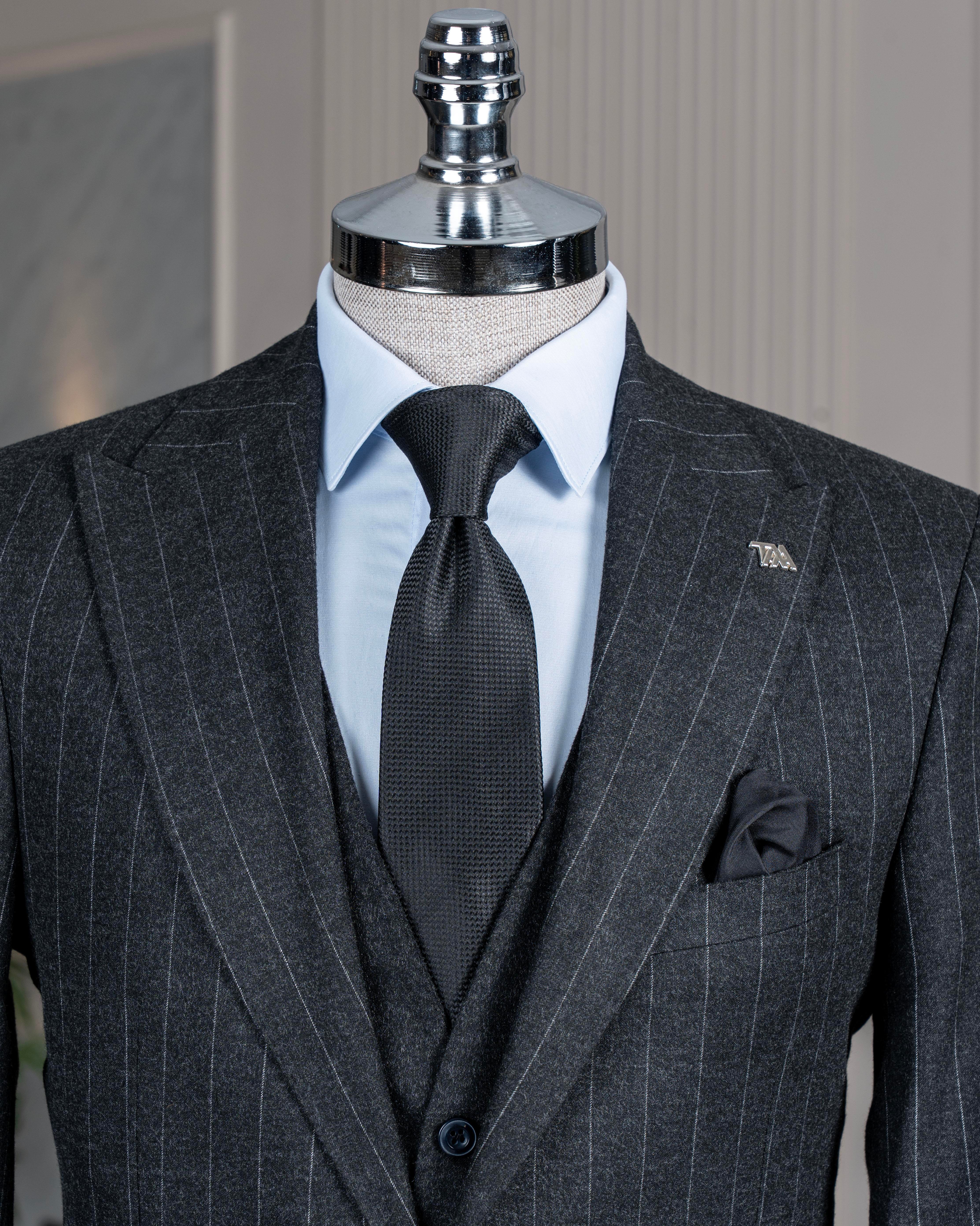 İtalyan stil slim fit erkek ceket yelek pantolon takım elbise antrasit T14651