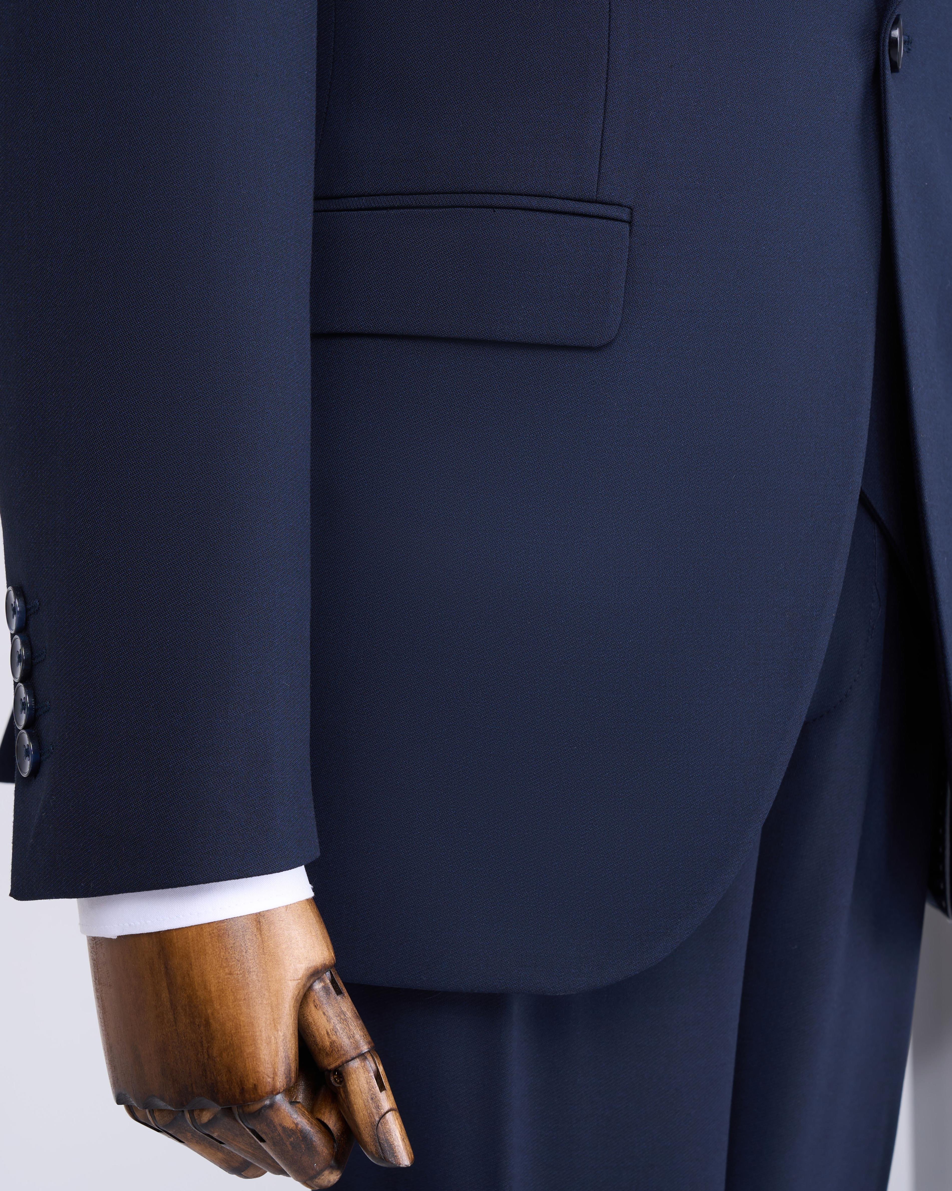 Italian style slim fit men's jacket vest pants suit navy blue T12994