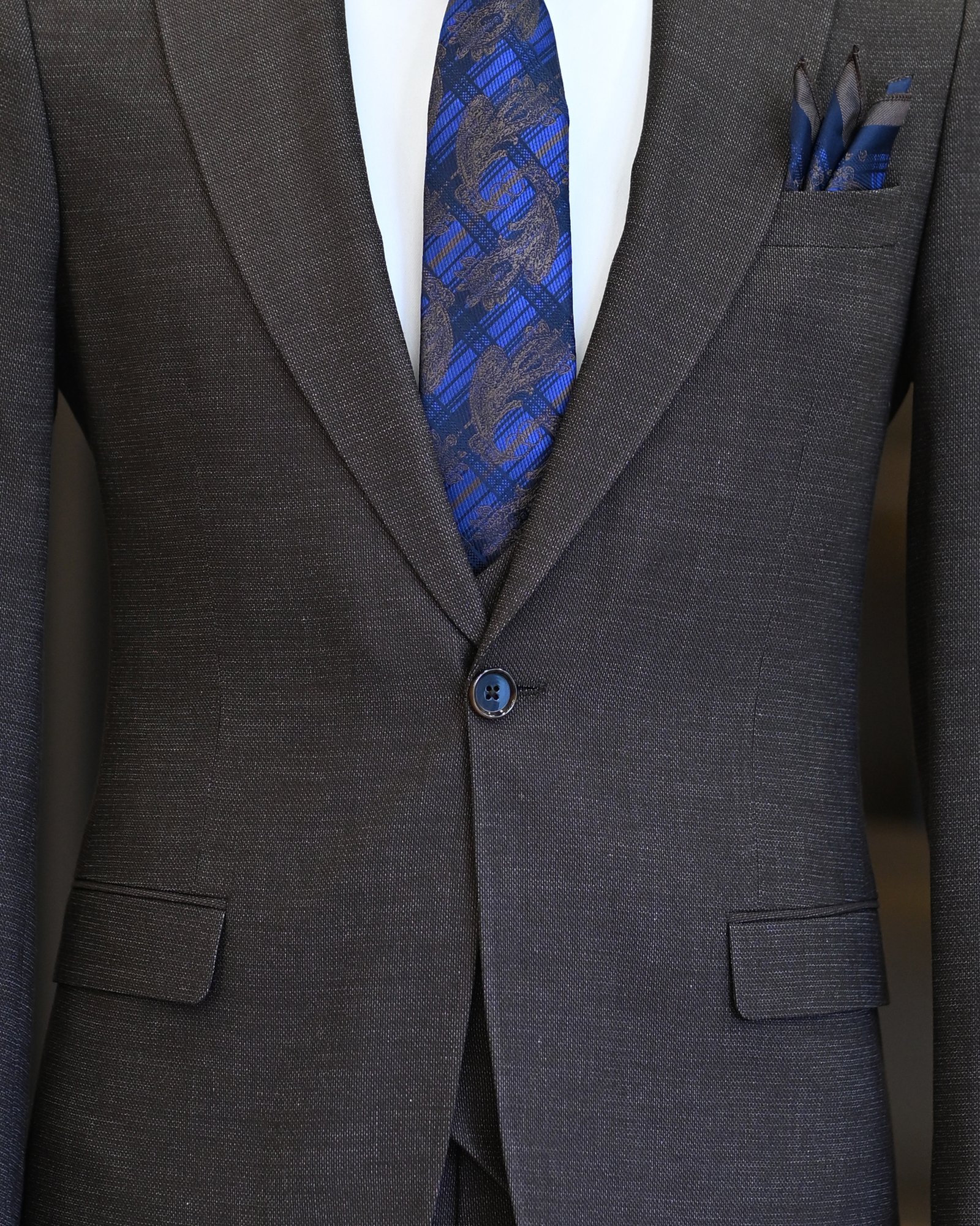 Italian style slim fit men's jacket vest trouser suit brown T11022