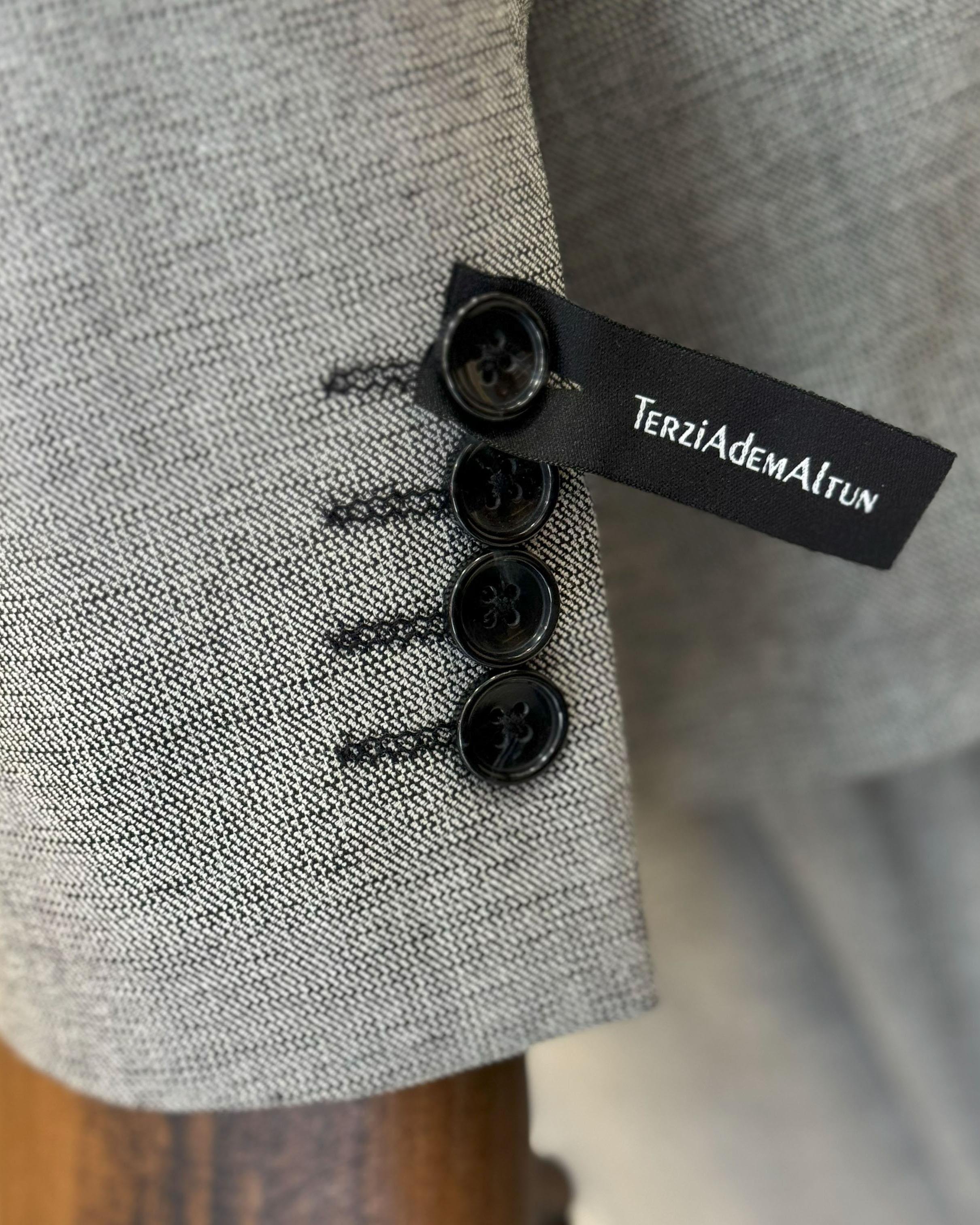 İtalyan stil slim fit erkek ceket yelek pantolon takım elbise Gri T9933