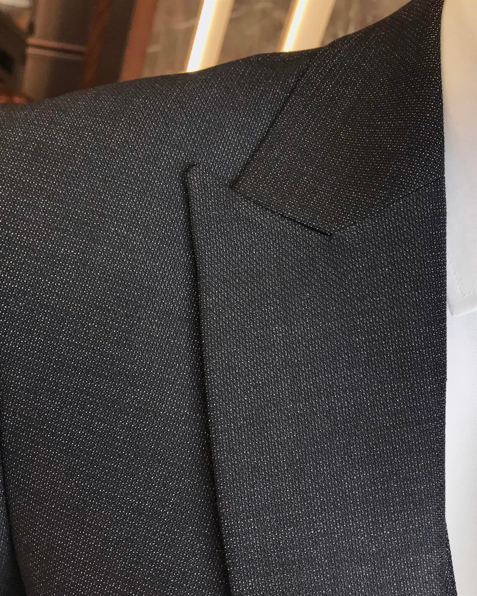 İtalyan stil slim fit erkek ceket yelek pantolon takım elbise siyah T9529