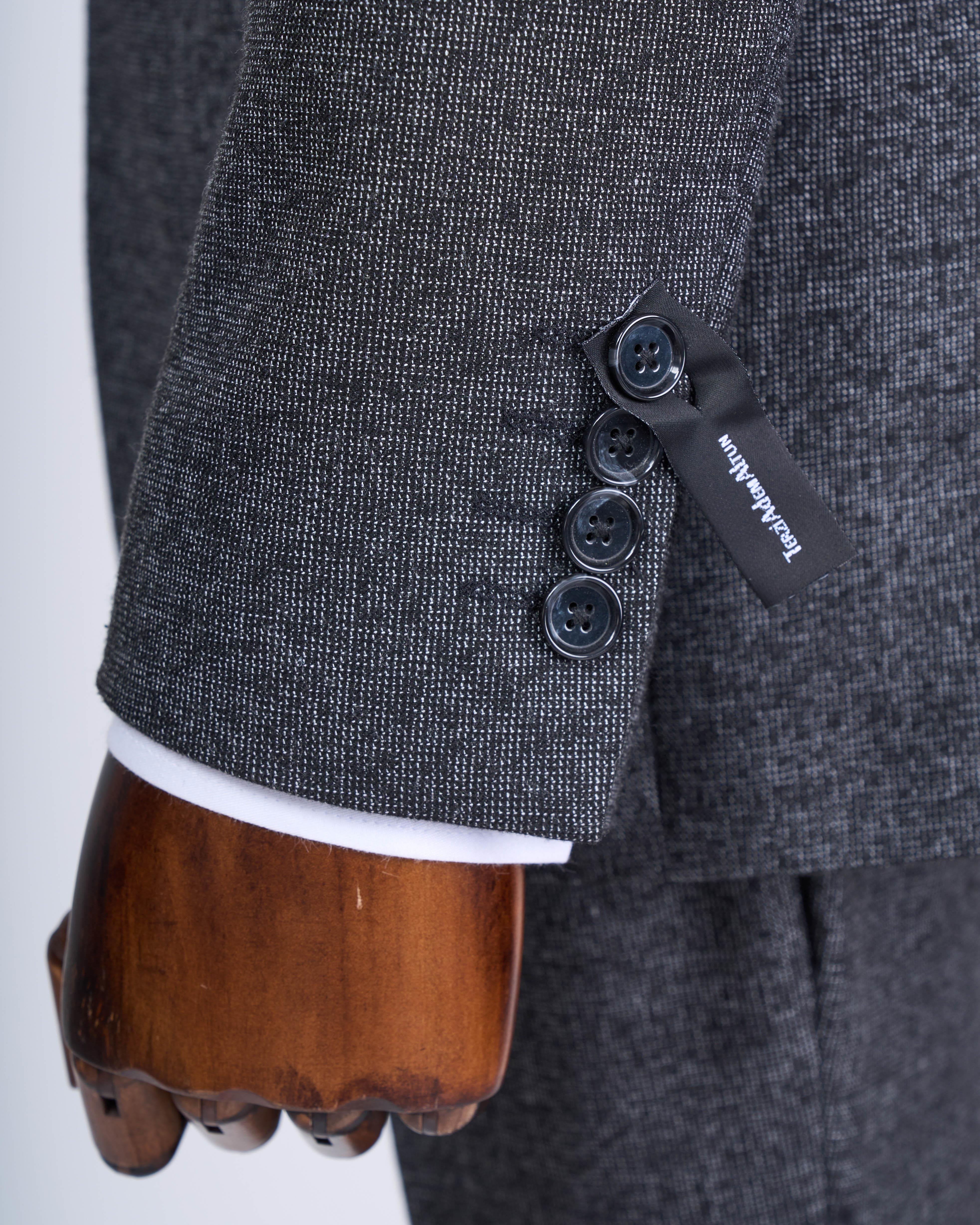 Italian style slim fit men's jacket vest pants suit black T9122