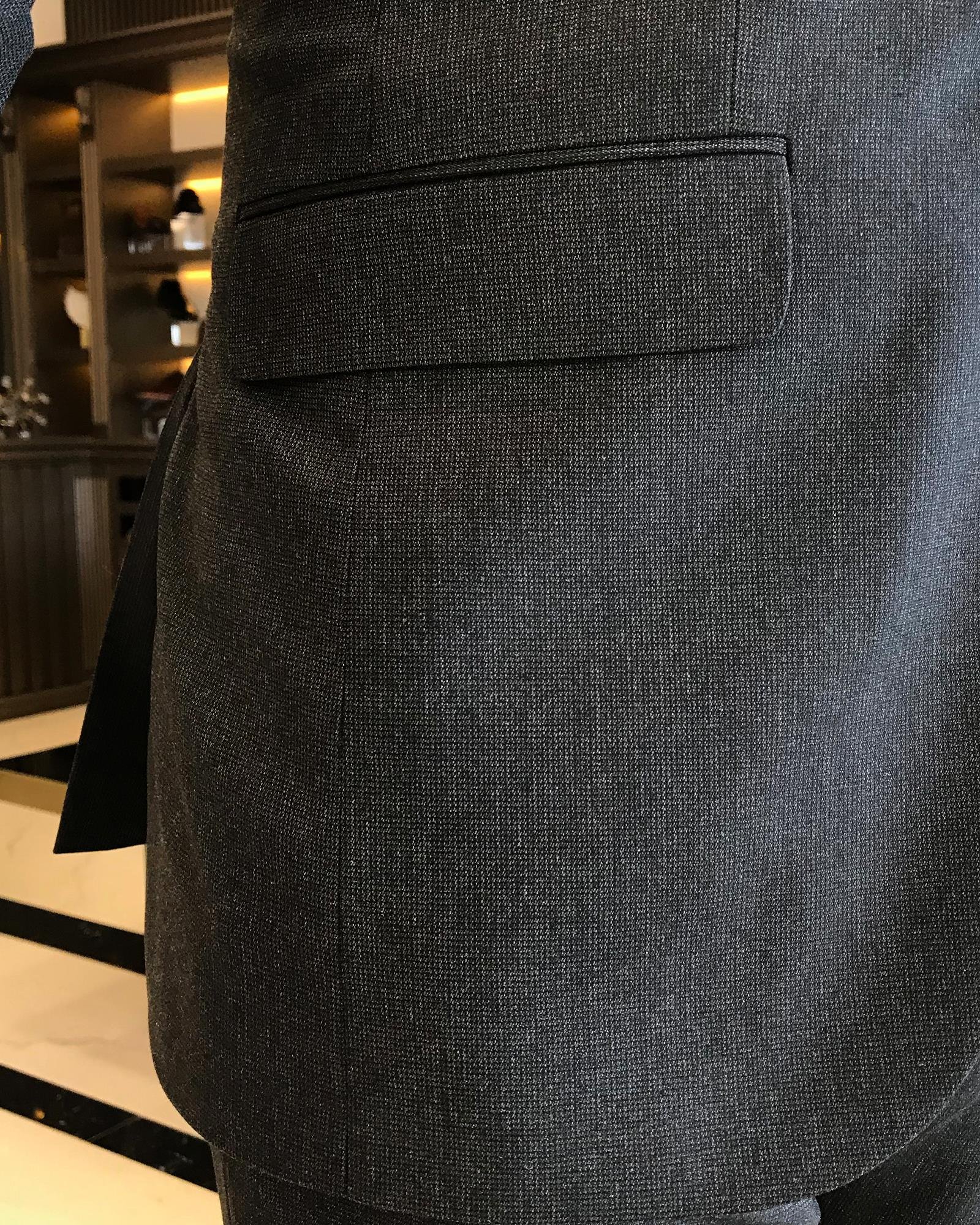 Italian Style Slim Fit Men's Jacket Vest Trousers Suit Anthracit T9038