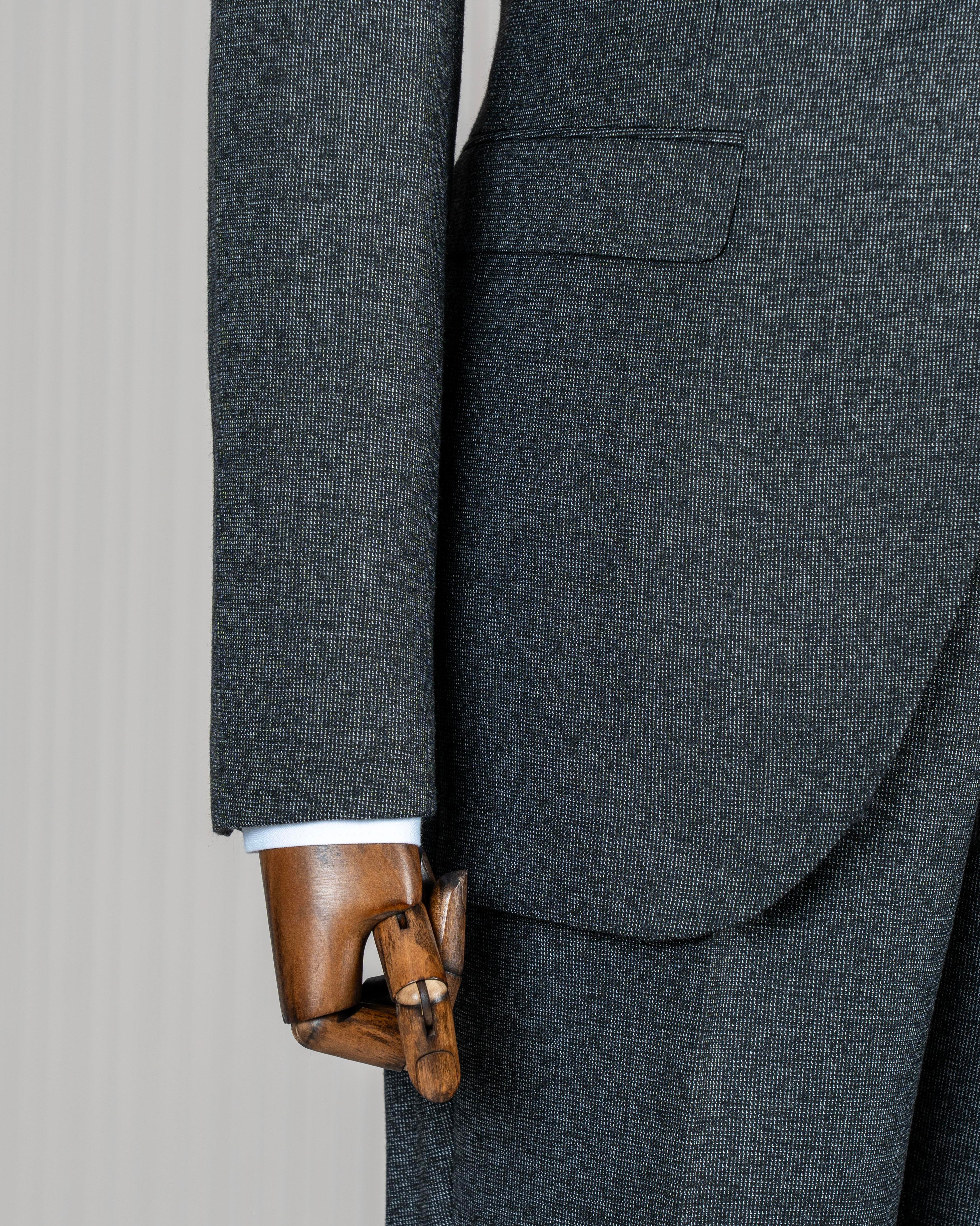 Italian style slim fit men's jacket vest pants suit black T11020