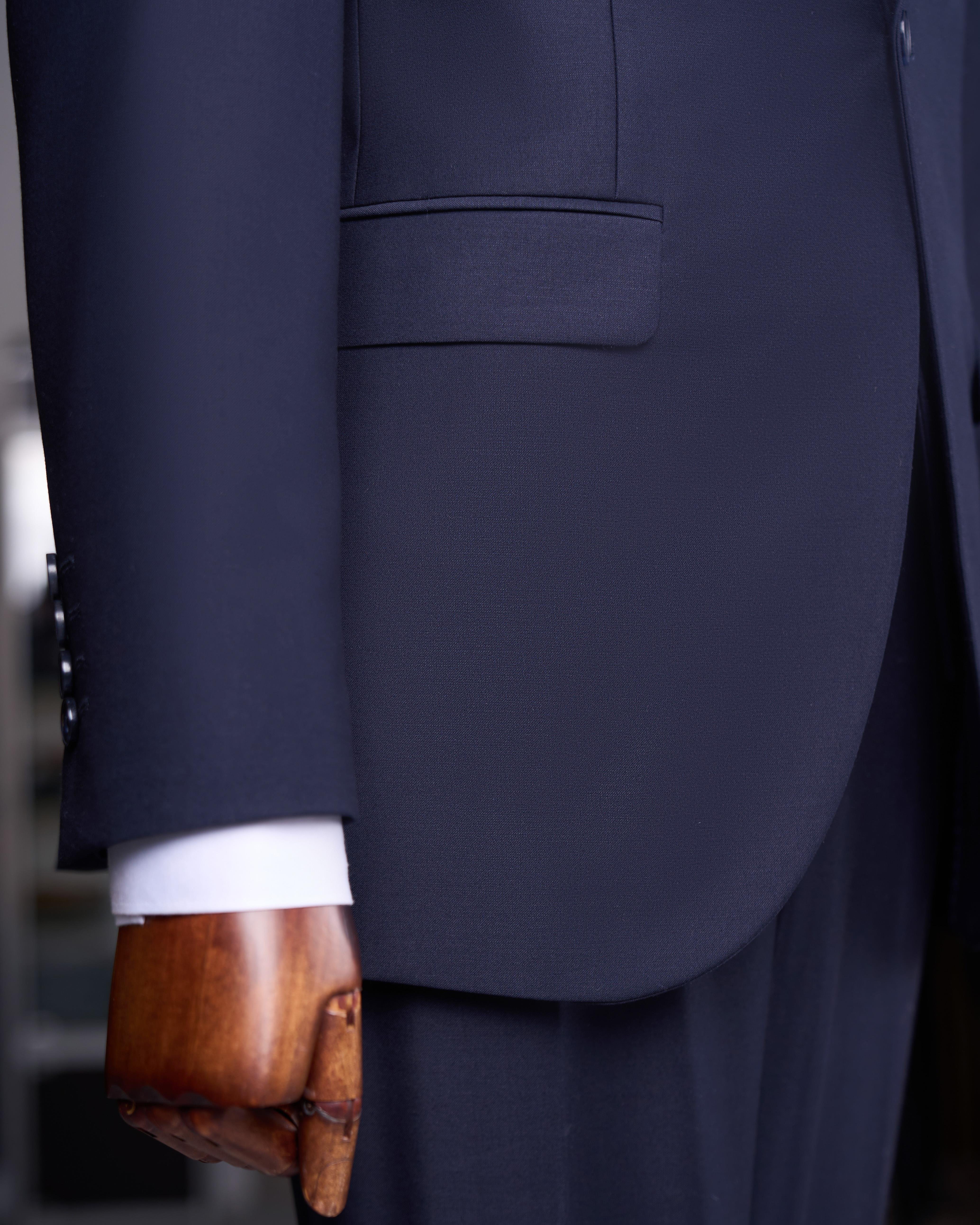 Italian style slim fit men's jacket vest pants suit navy blue T9023