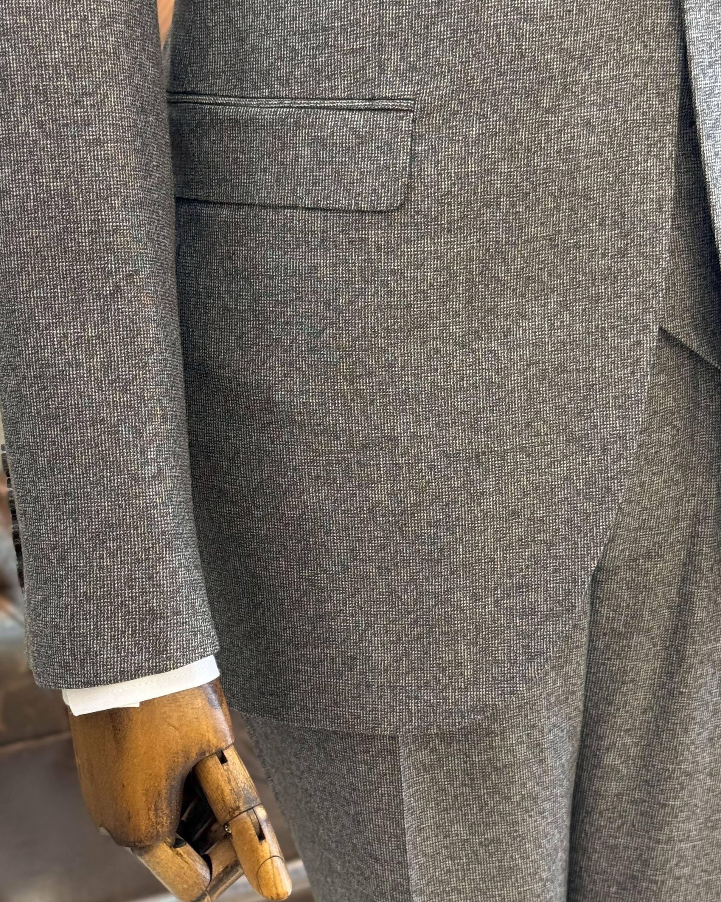 İtalyan stil slim fit erkek ceket yelek pantolon takım elbise kahverengi T11018