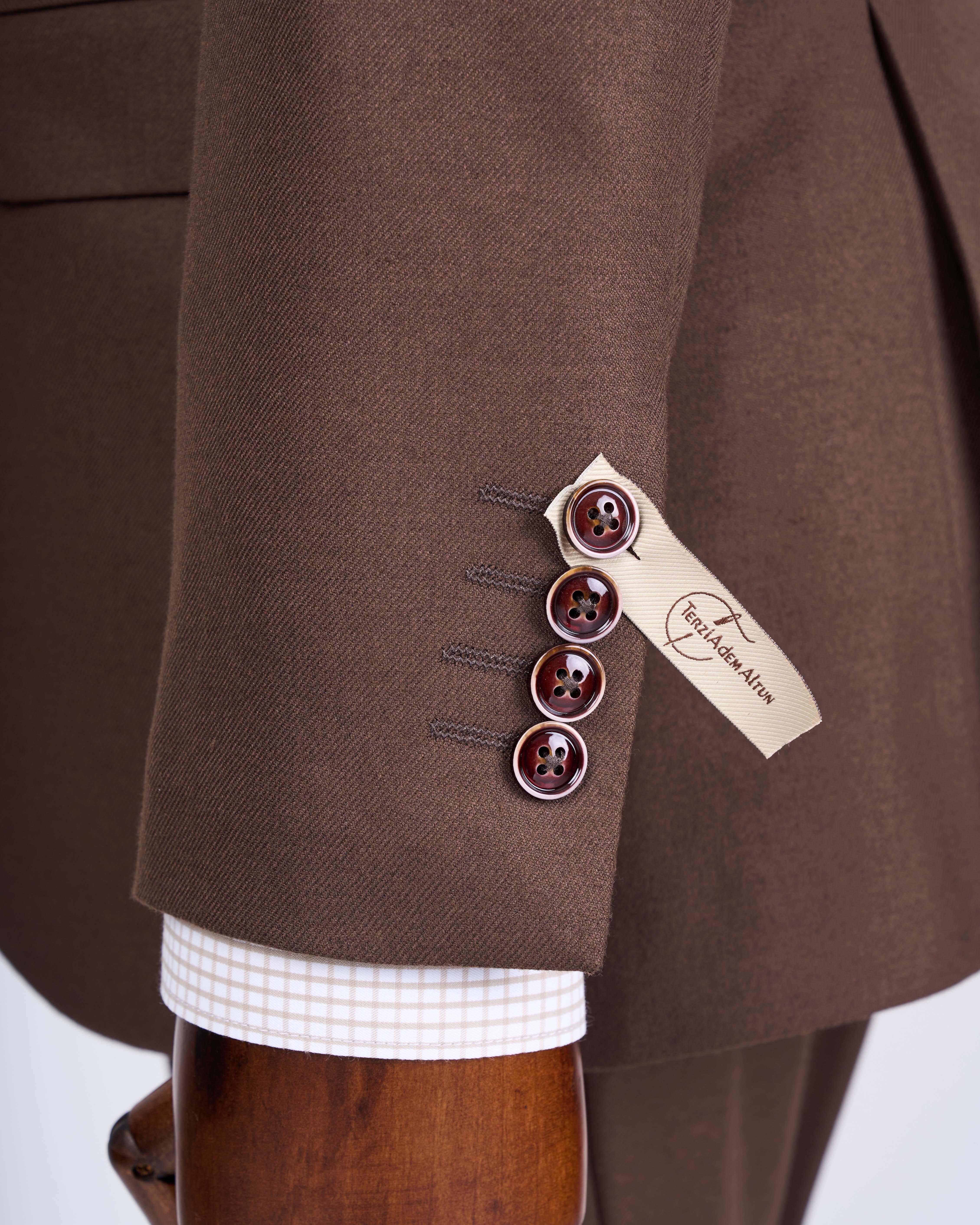 Italian style slim fit men's jacket vest pants suit brown T13463