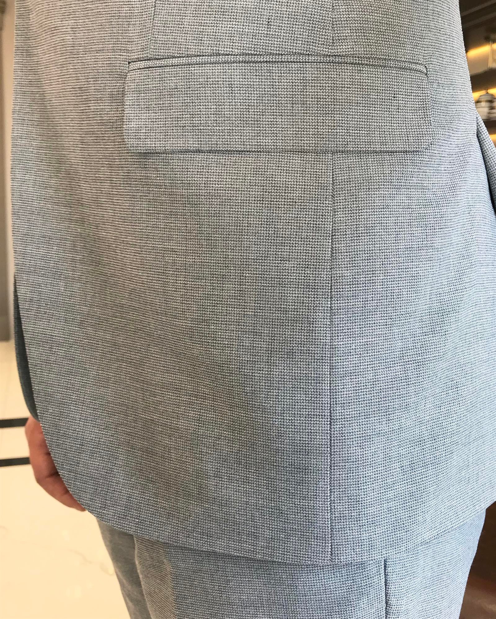 Italian style slim fit men's jacket vest pant suit gray T9523