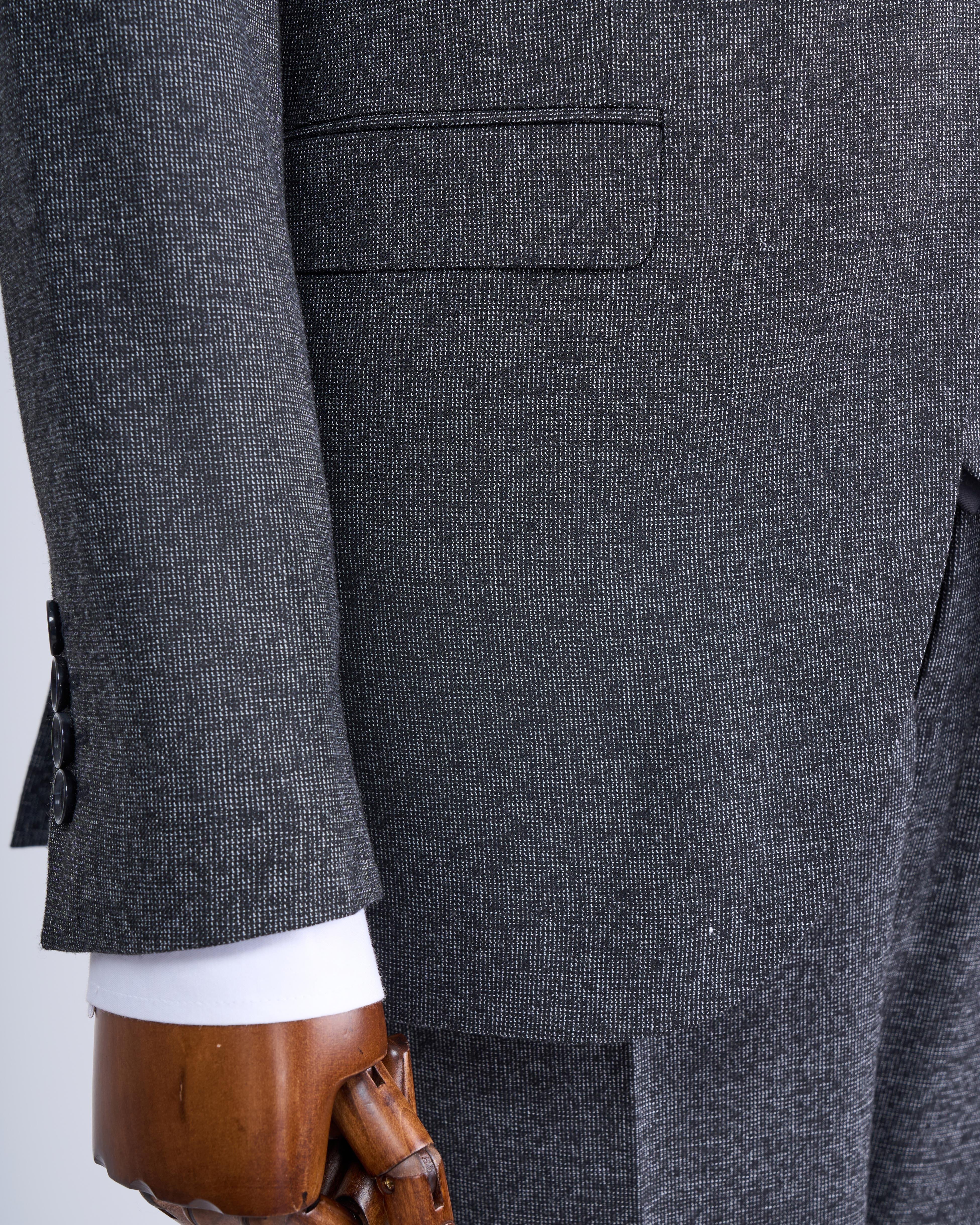 Italian style slim fit men's jacket vest pants suit black T9122