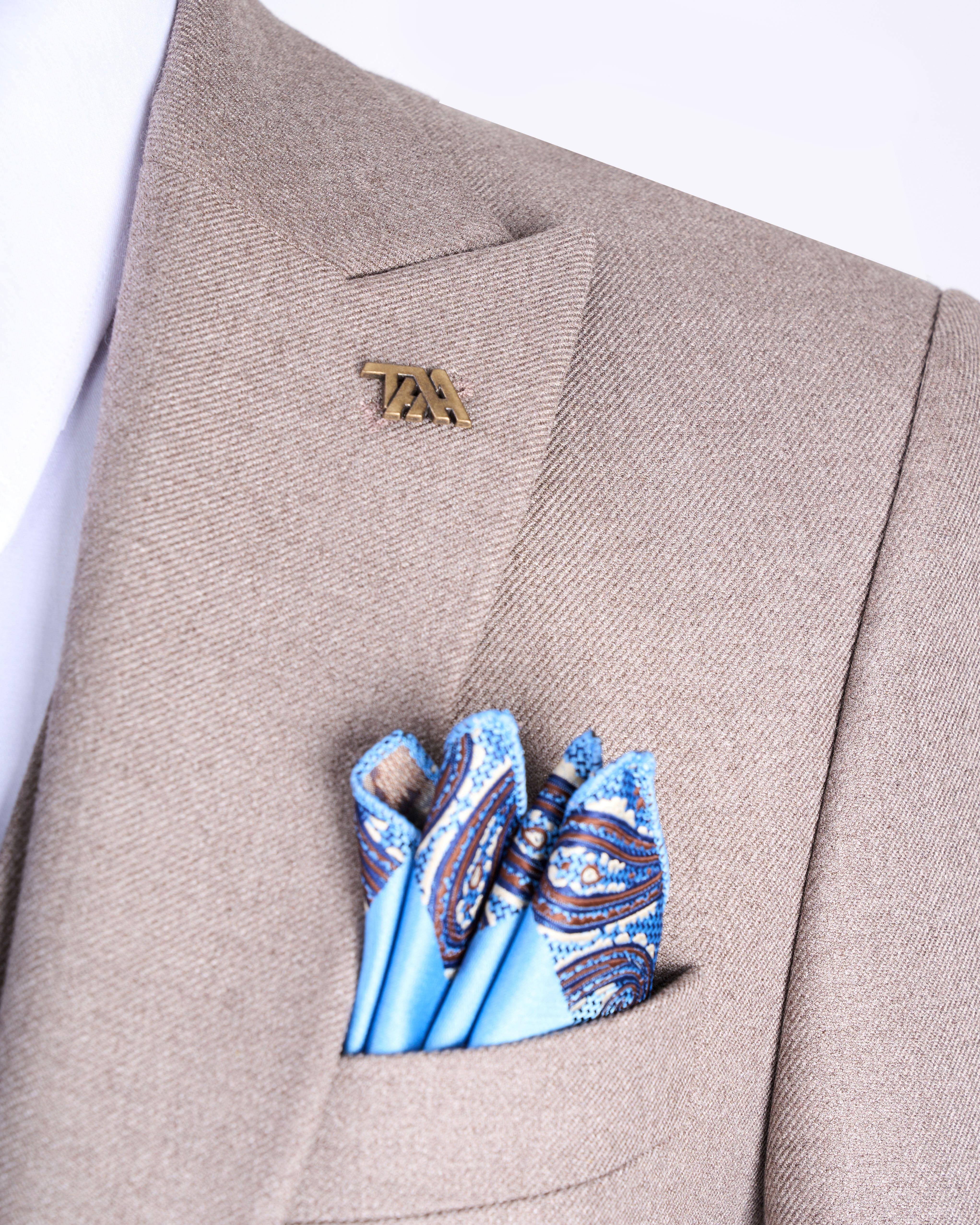 İtalyan stil slim fit erkek ceket yelek pantolon takım elbise vizon T13461