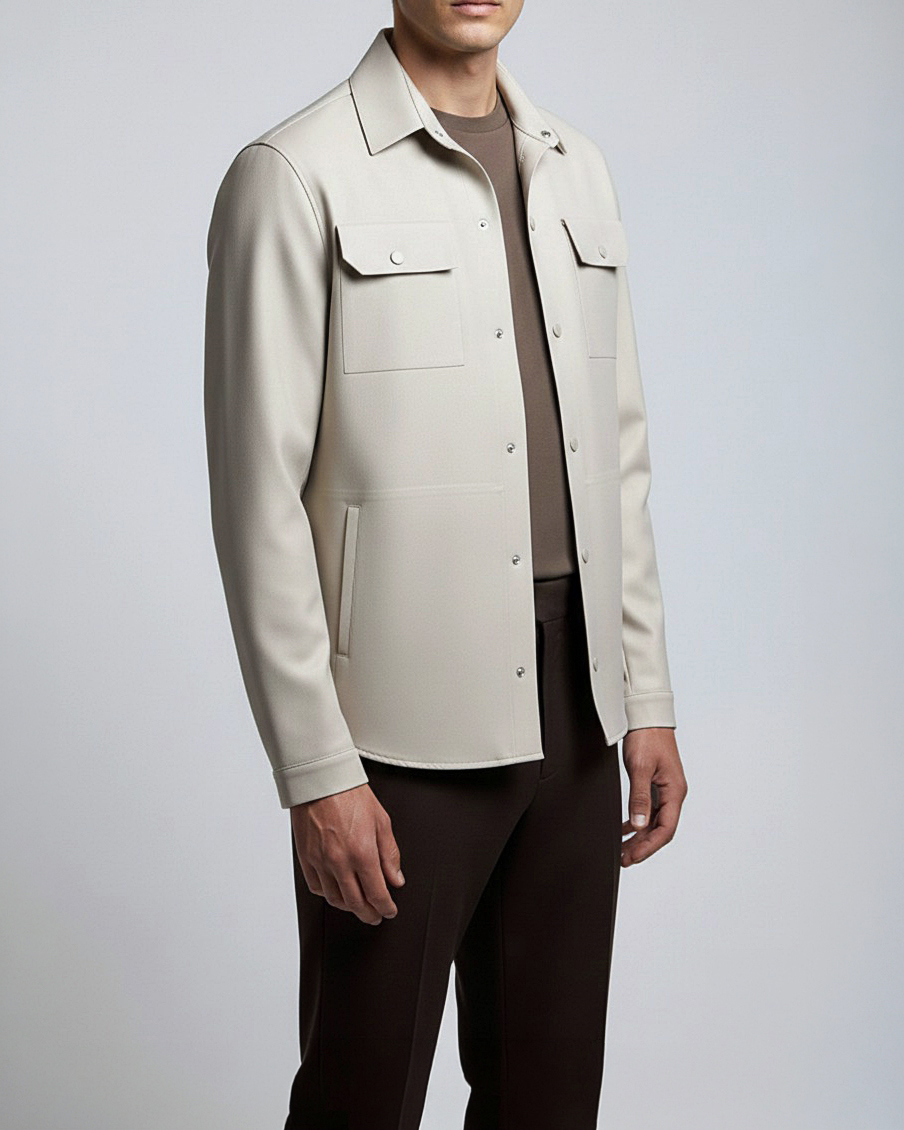 İtalyan stil slim fit erkek gömlek bej T12924