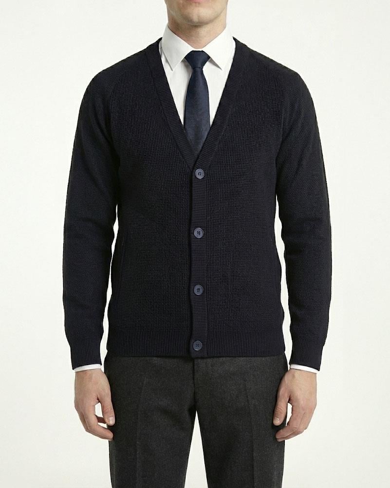 İtalyan stil slim fit erkek hırka lacivert T13219