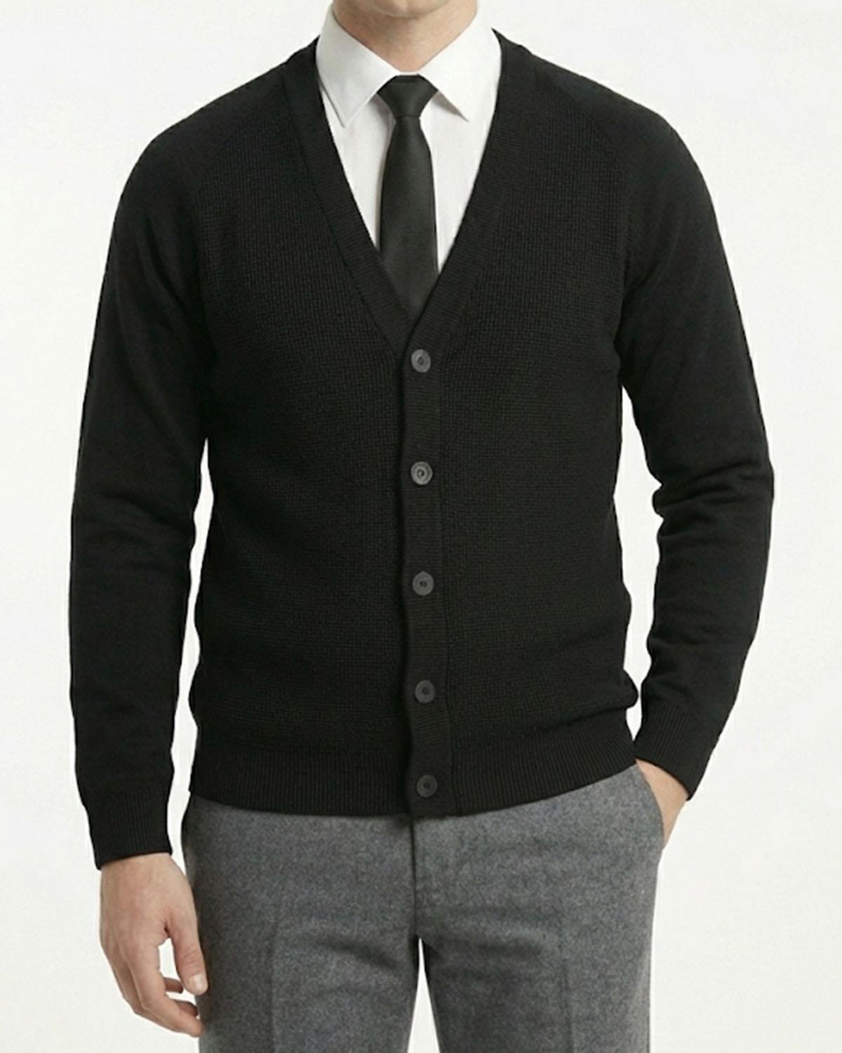 İtalyan stil slim fit erkek hırka siyah T13220