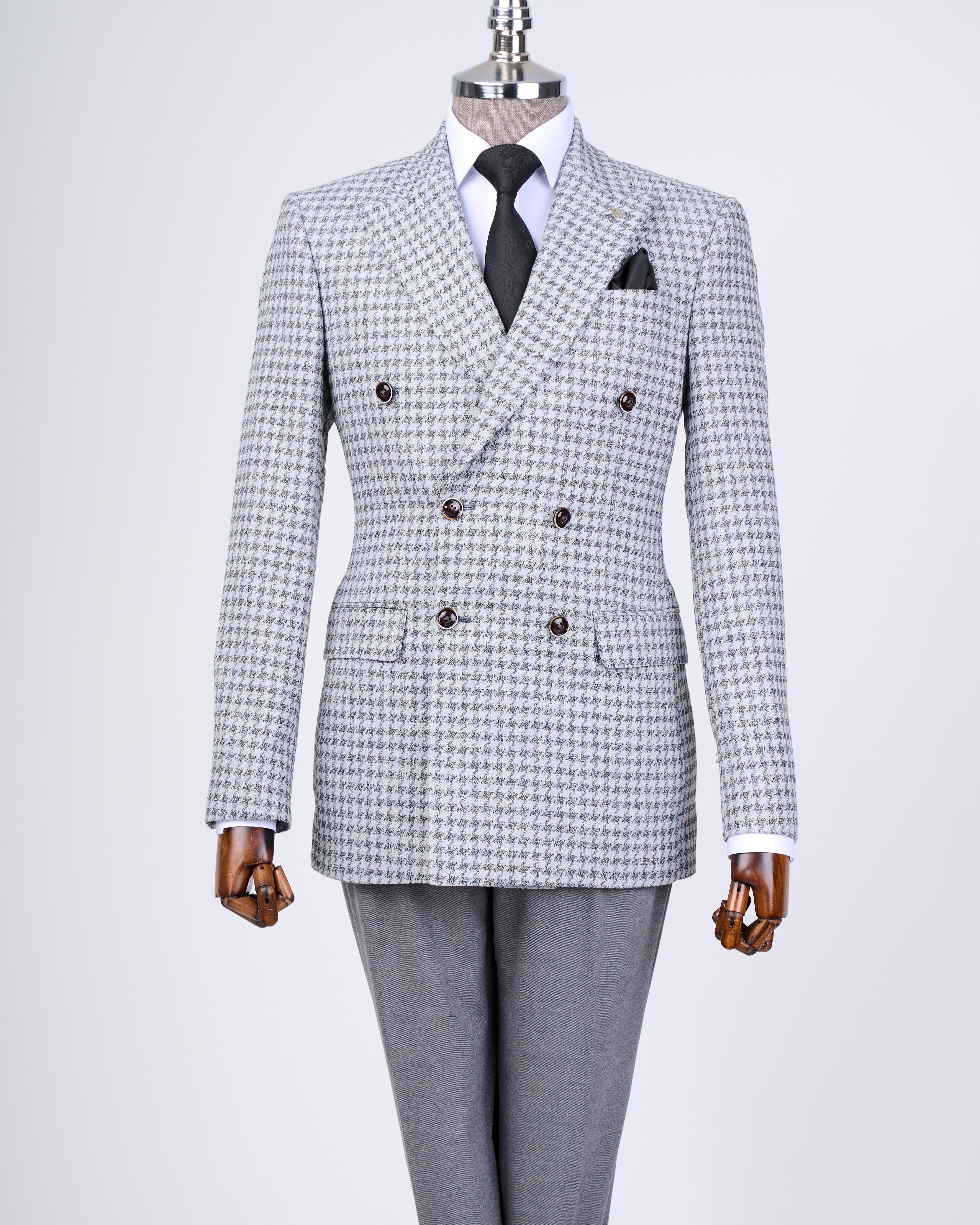 Italian style slim fit men's combination jacket pants suit gray T13081