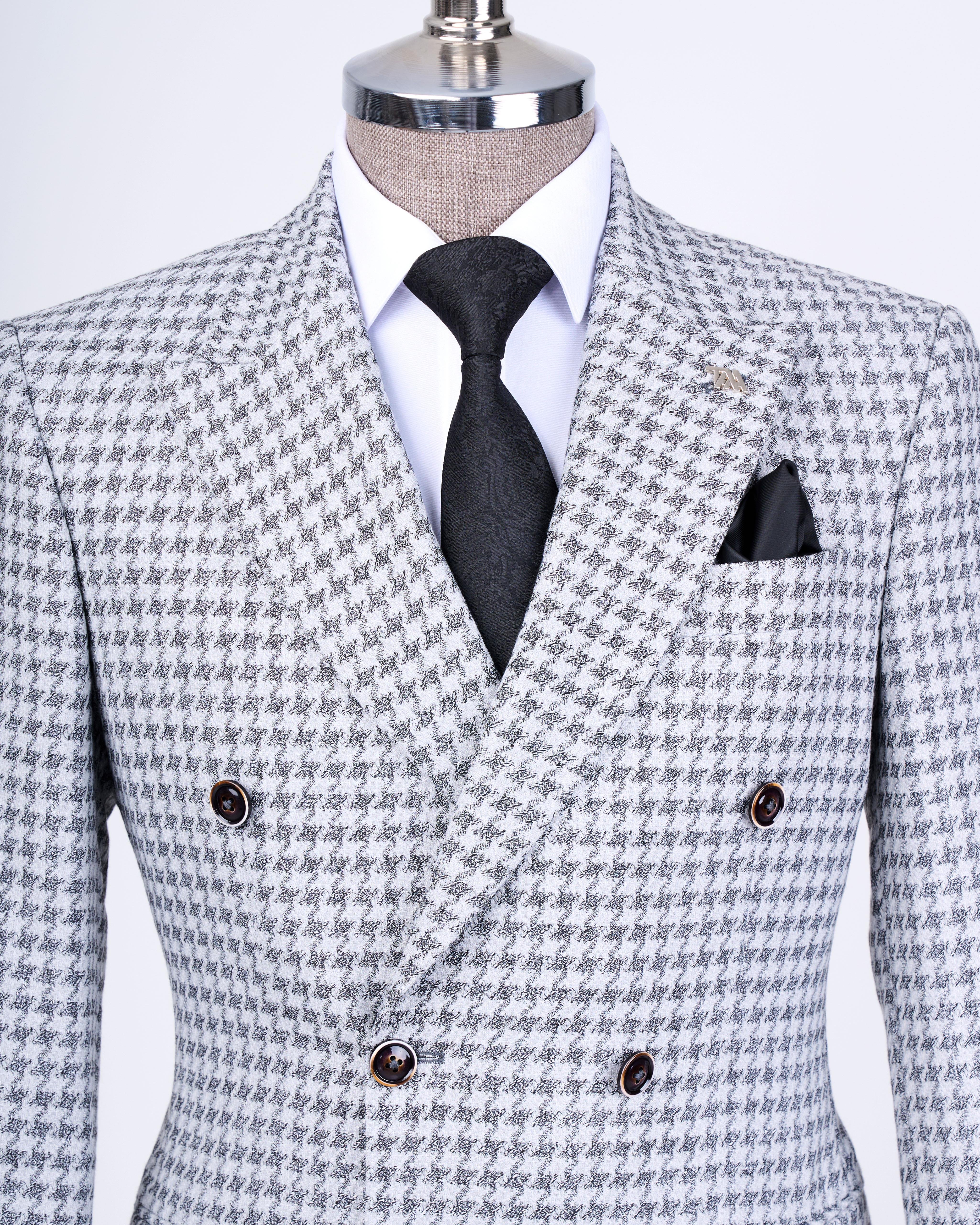 Italian style slim fit men's combination jacket pants suit gray T13081