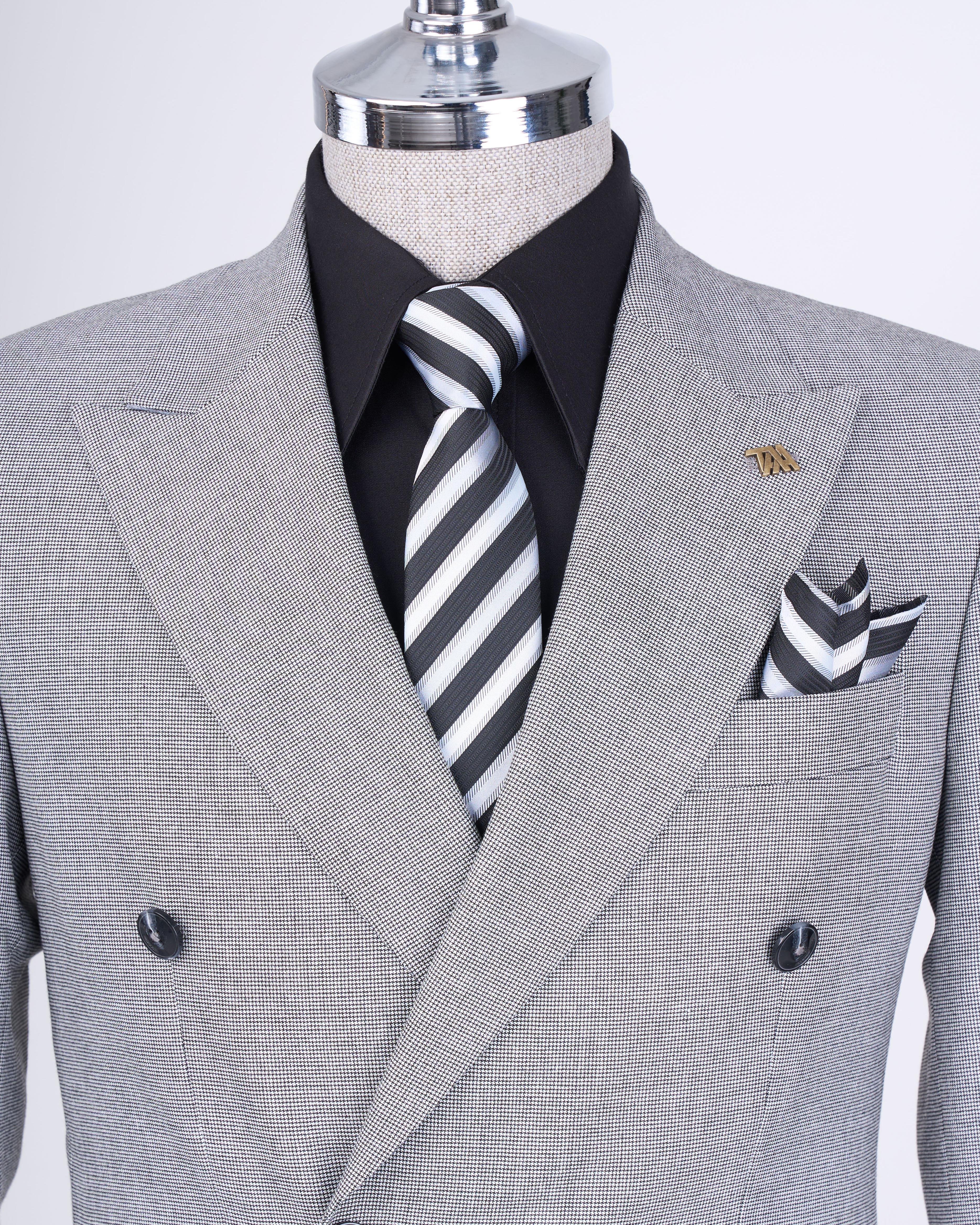 Italian style slim fit men's double breasted jacket pants suit black T12980