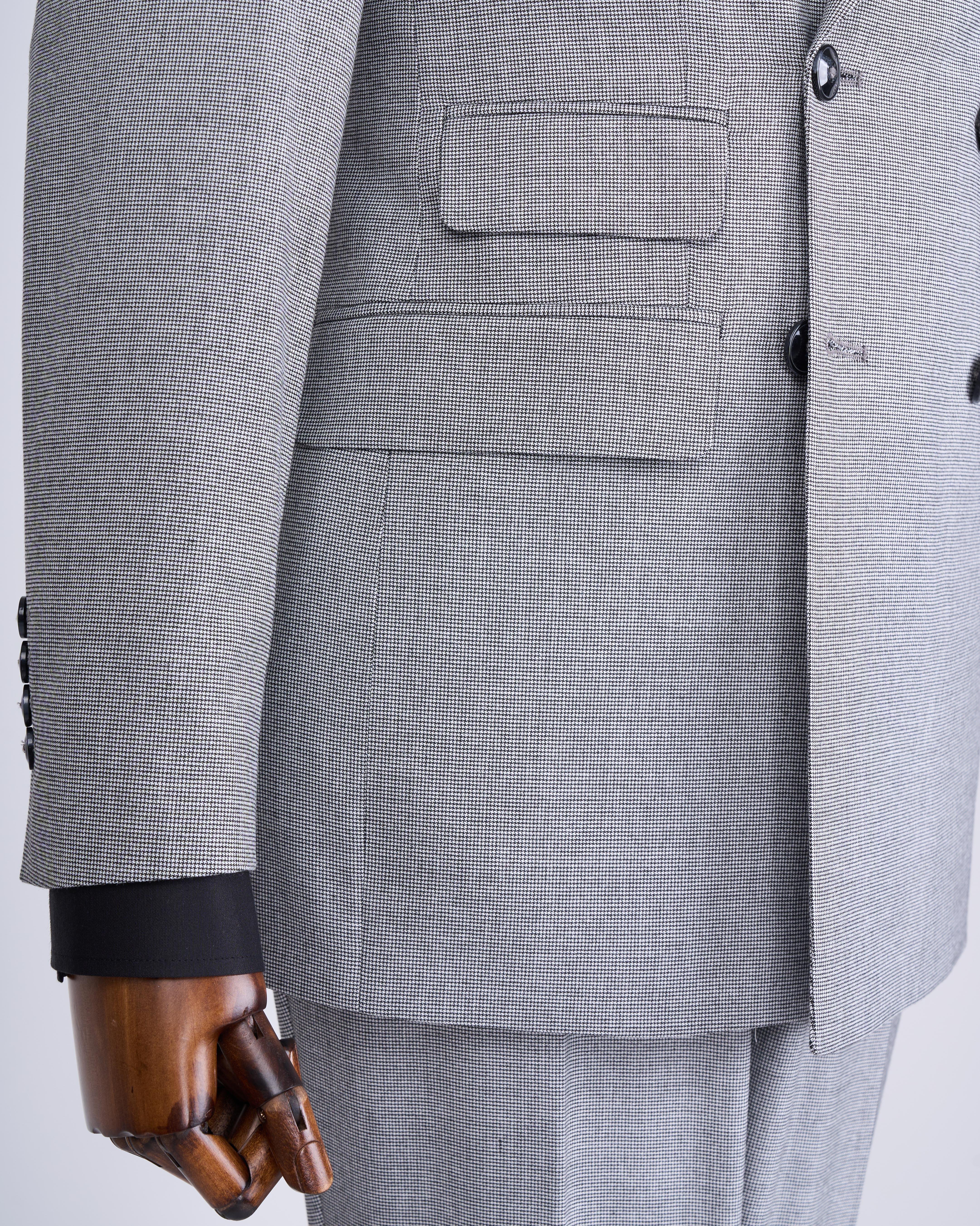 Italian style slim fit men's double breasted jacket pants suit black T12980