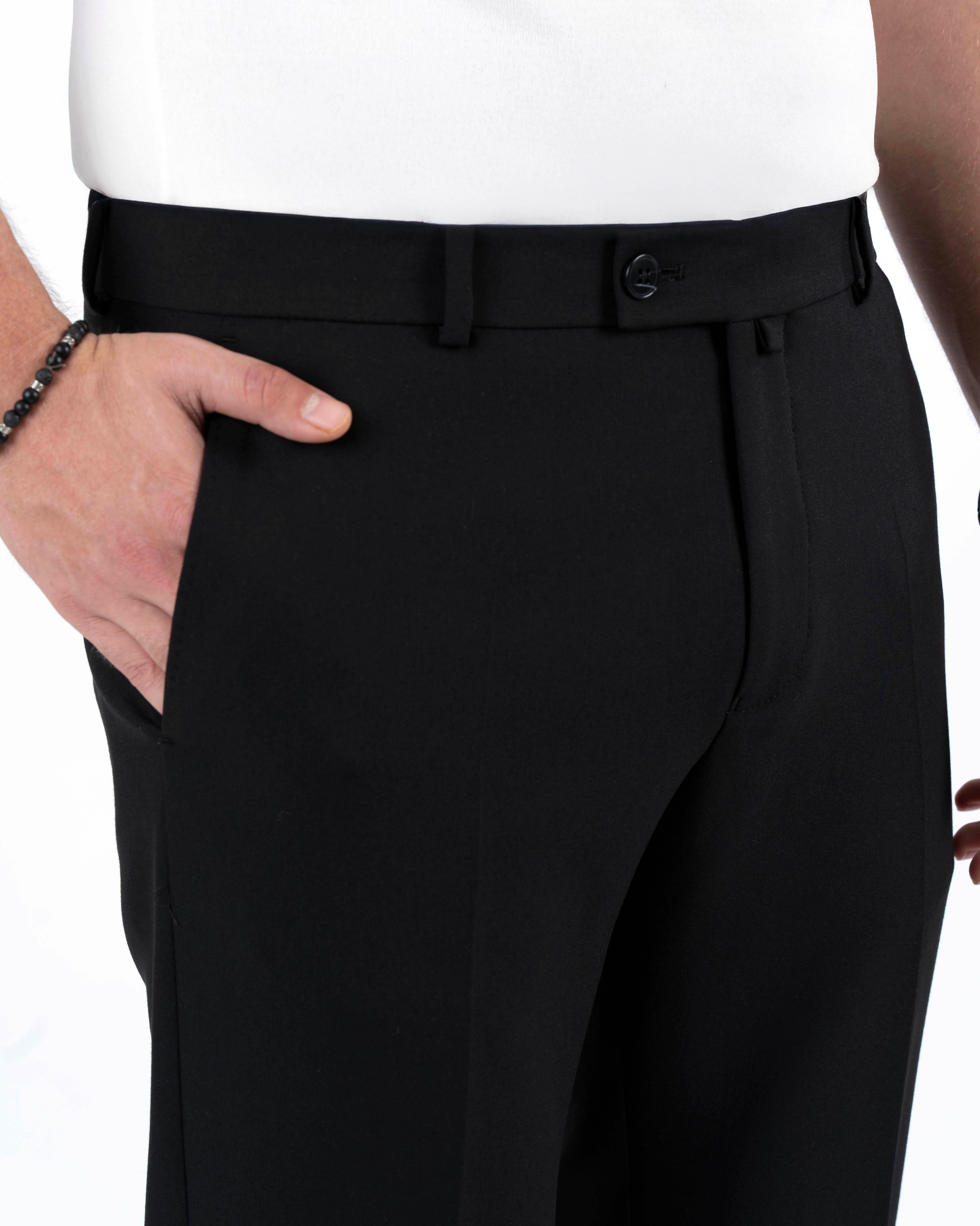 İtalyan stil slim fit erkek kumaş pantolon siyah T13514