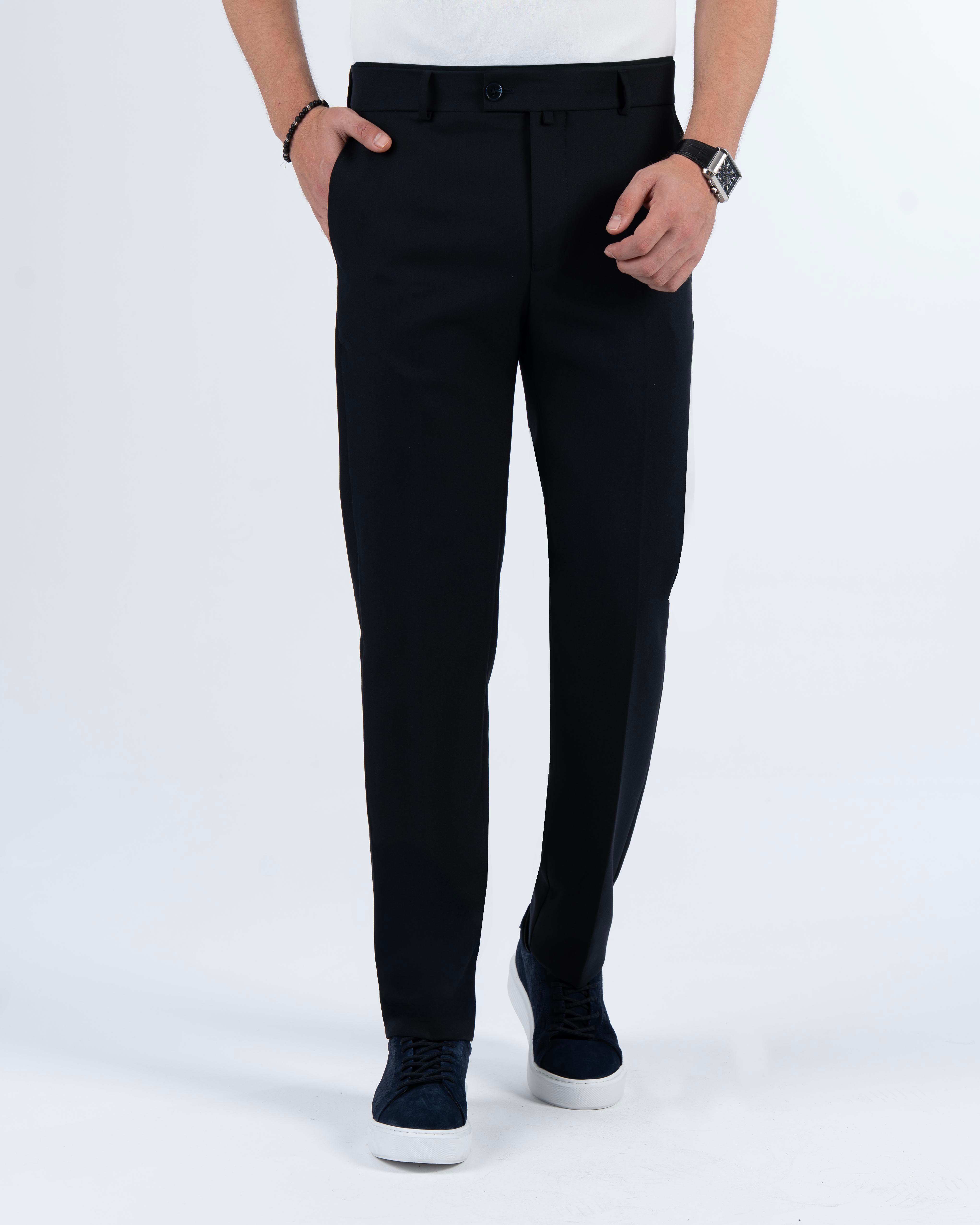 İtalyan stil slim fit erkek kumaş pantolon lacivert T13515