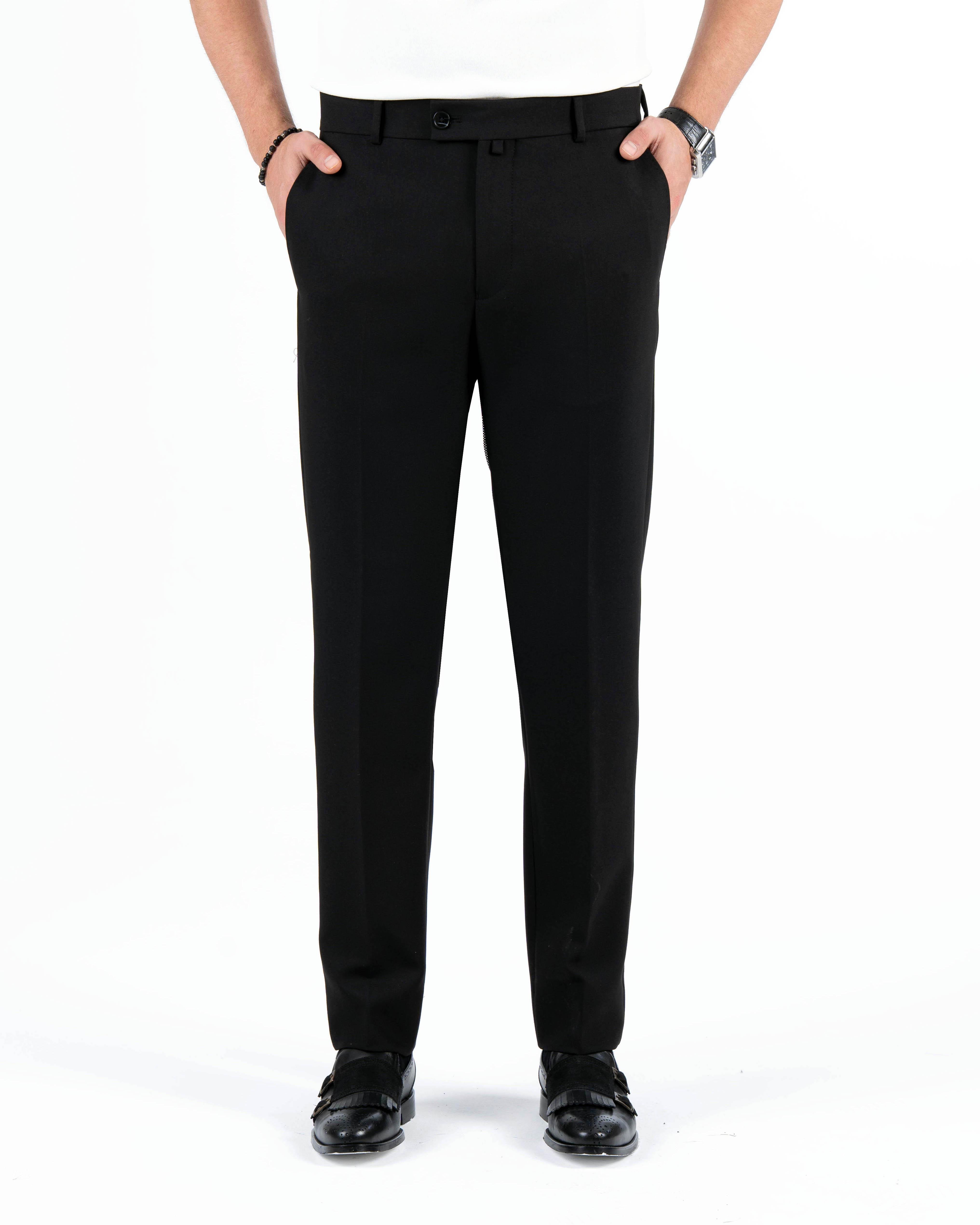 İtalyan stil slim fit erkek kumaş pantolon siyah T13514