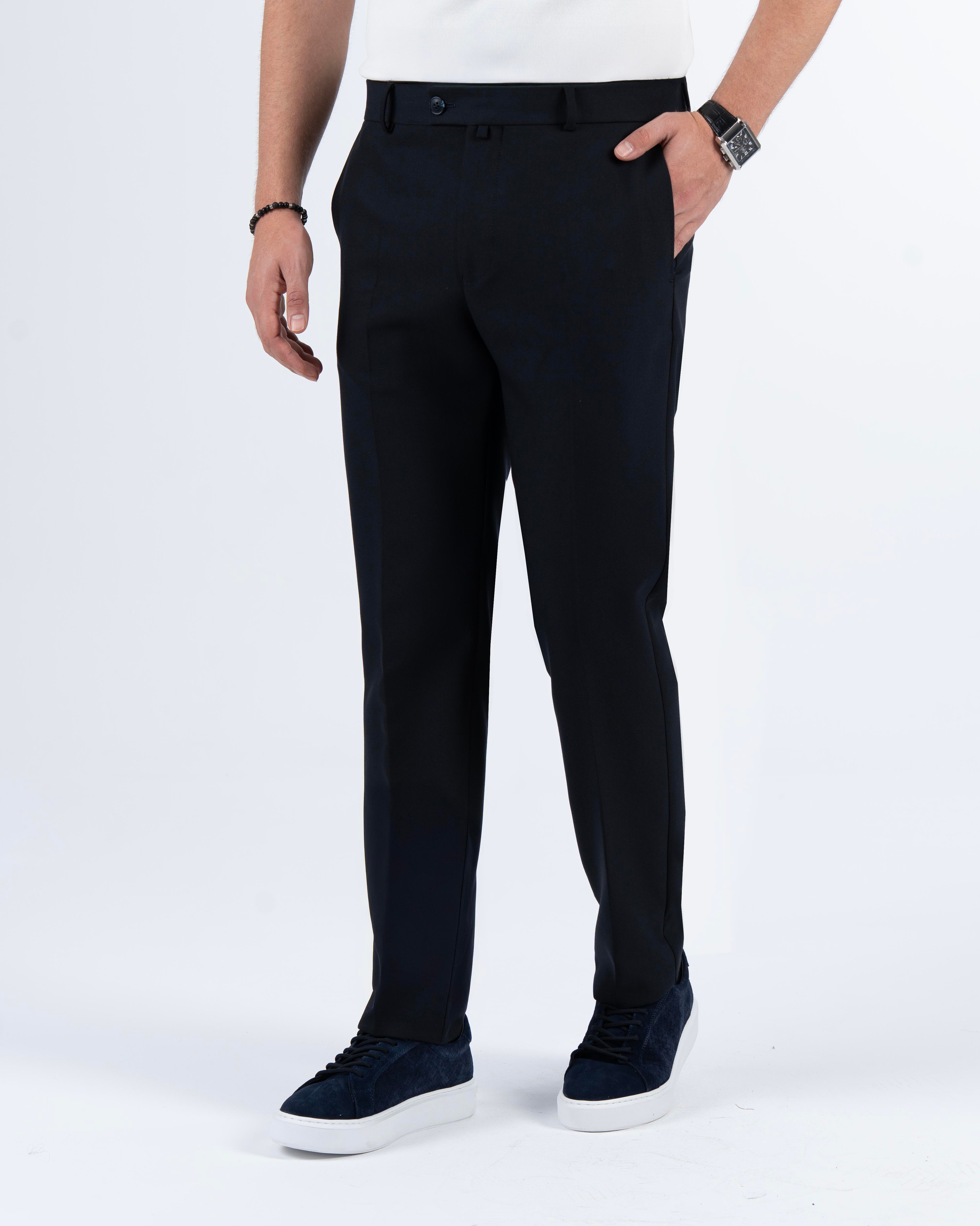 İtalyan stil slim fit erkek kumaş pantolon lacivert T13515