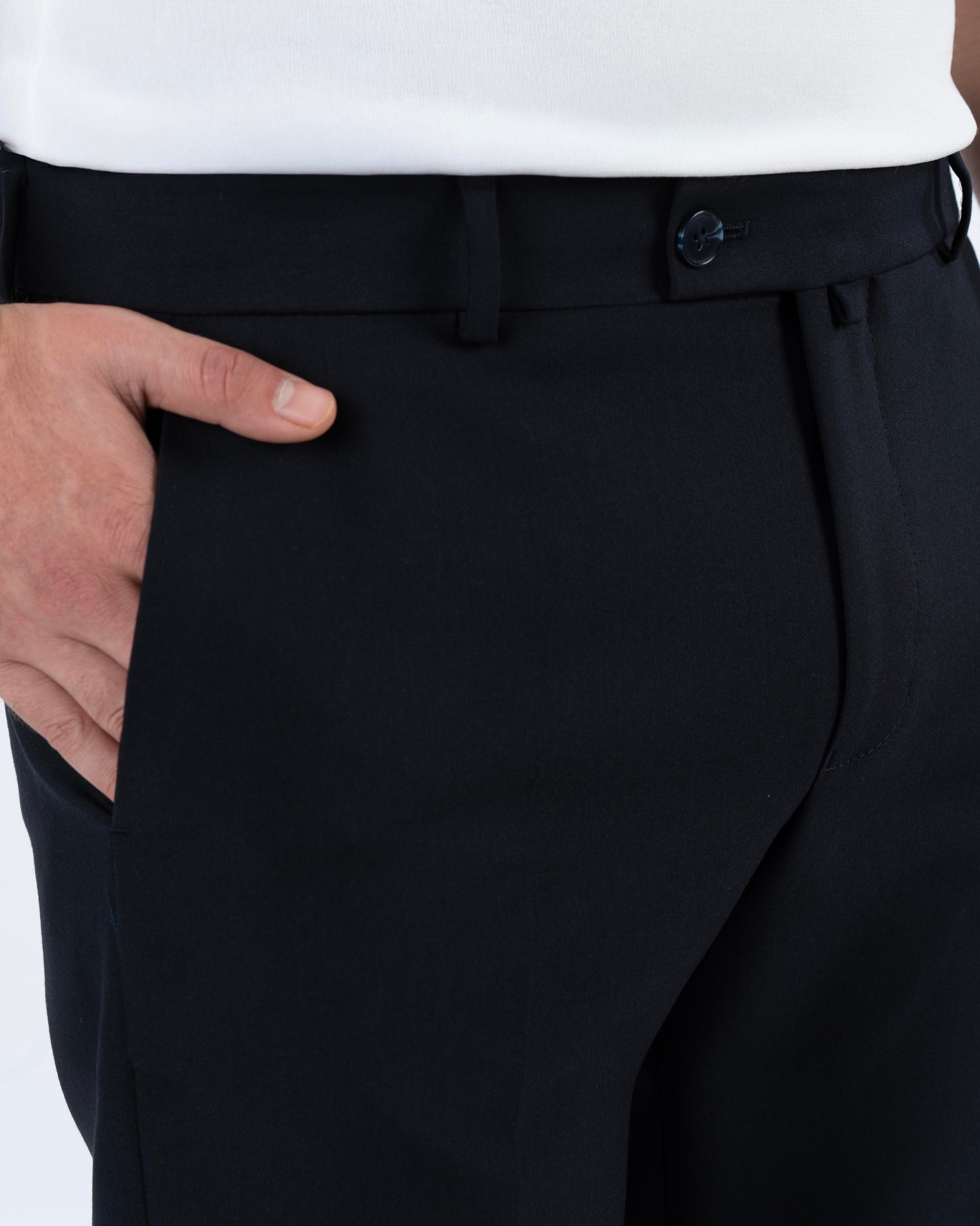 İtalyan stil slim fit erkek kumaş pantolon lacivert T13515