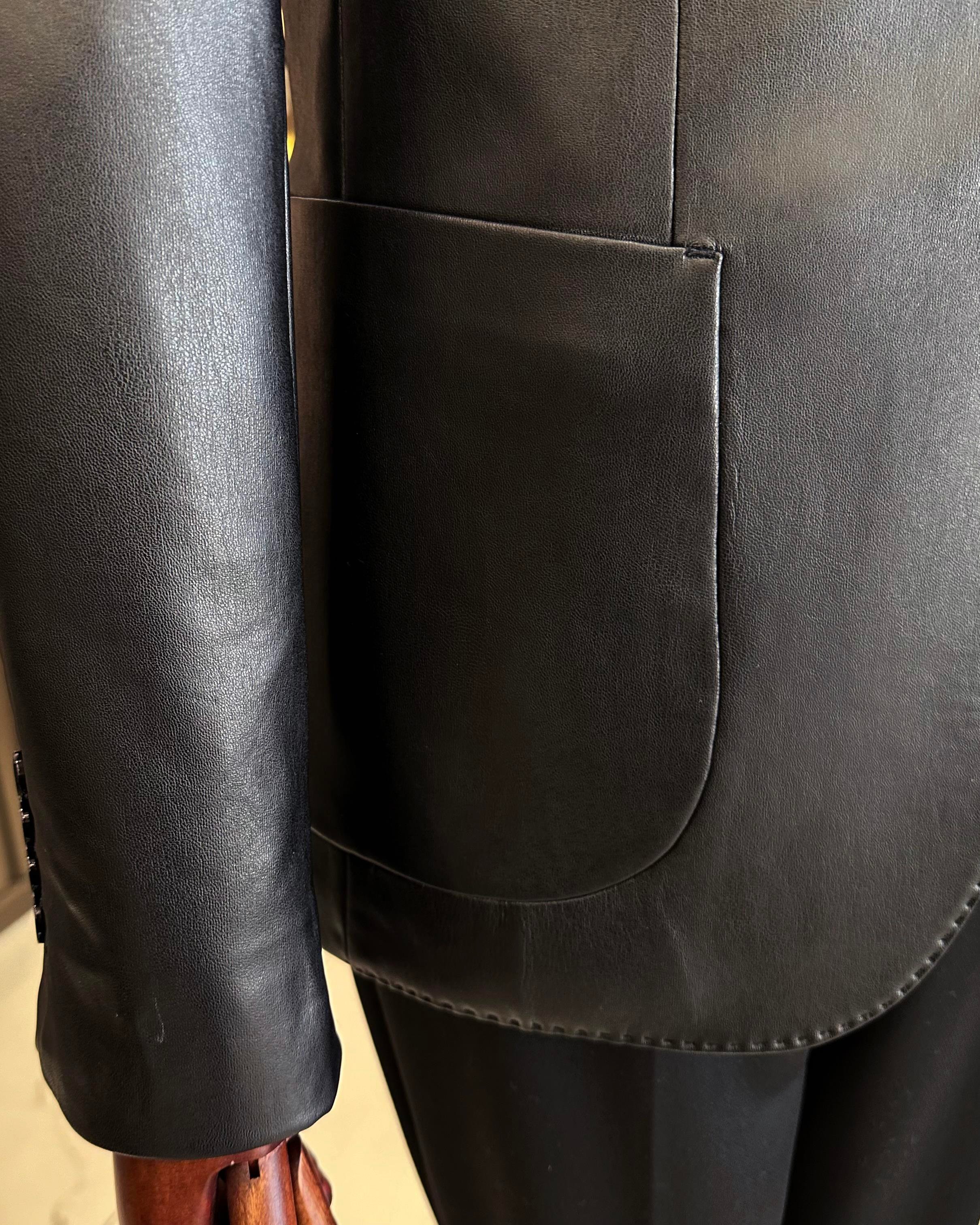İtalyan stil slim fit erkek mono yaka suni dei ceket T10846