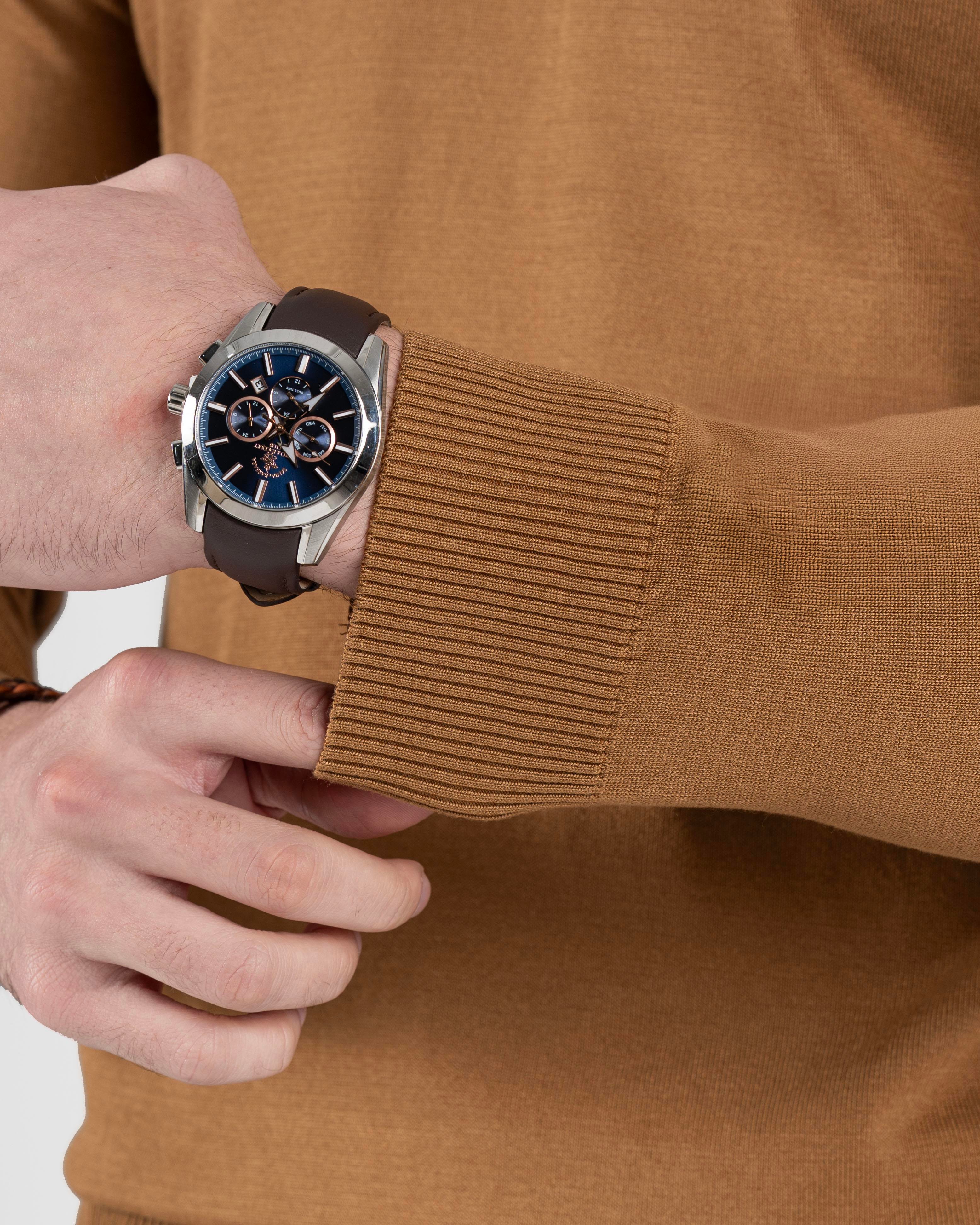 İtalyan stil slim fit erkek V yaka triko kazak Camel T8734