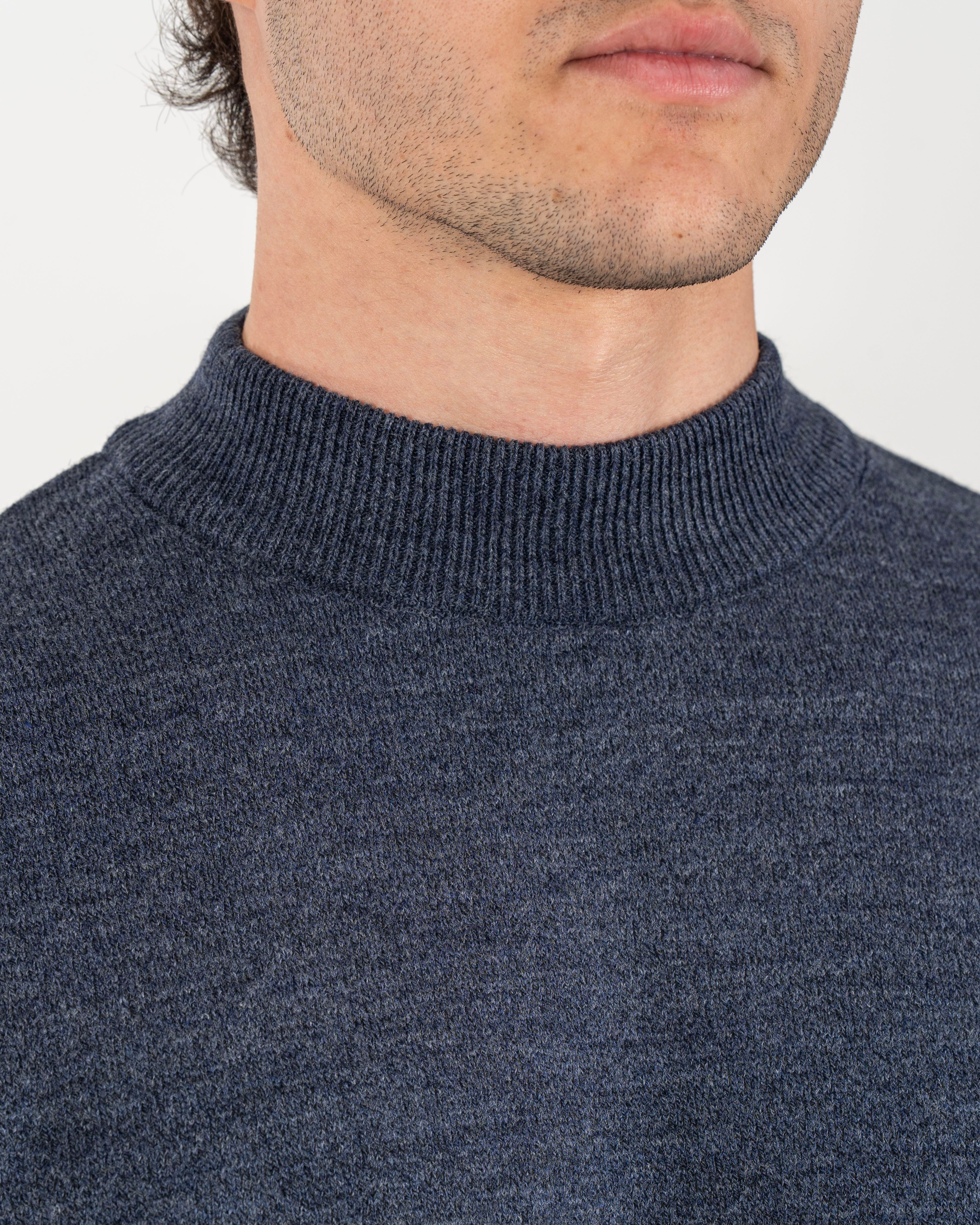 İtalyan stil slim fit erkek yarım boğazlı triko kazak lacivert T13116